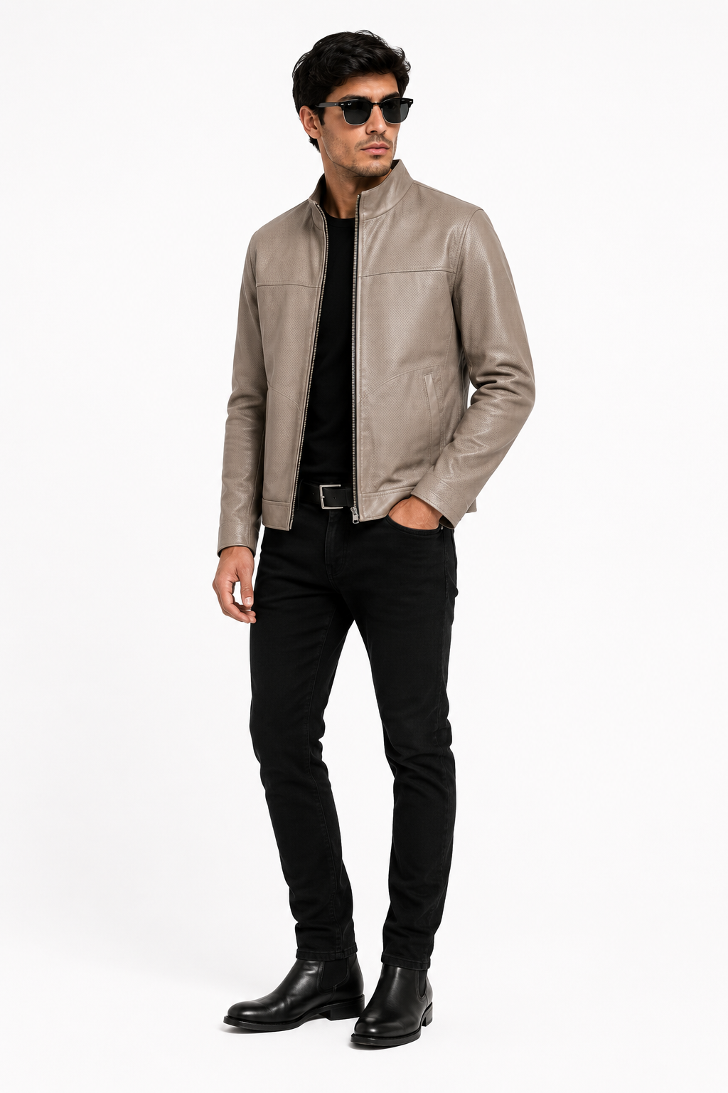 Reversible Dark Brown and Beige Suede Leather Jacker for Men