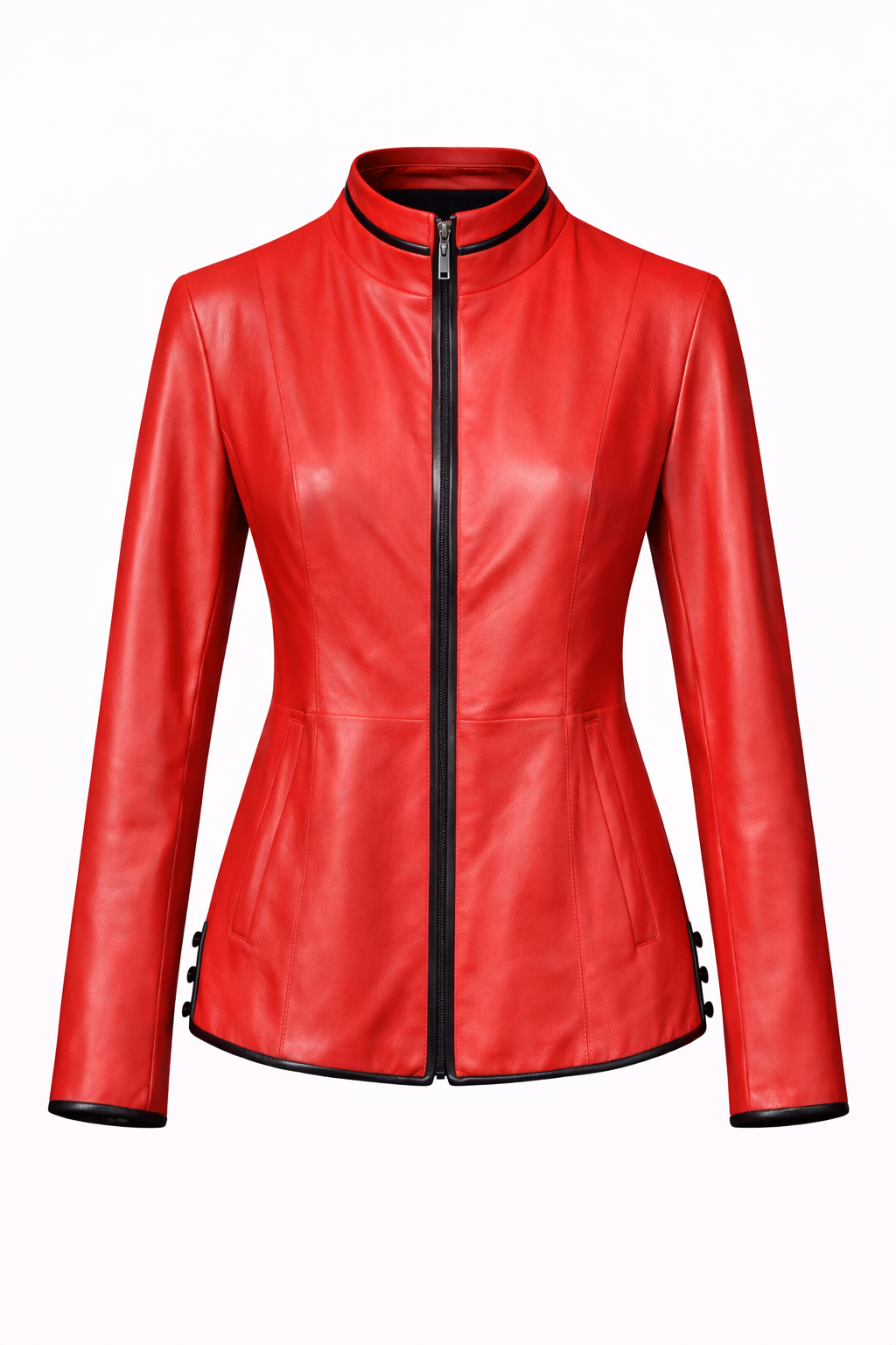 Reversible Red and Colorful Leather Jacket for Women
