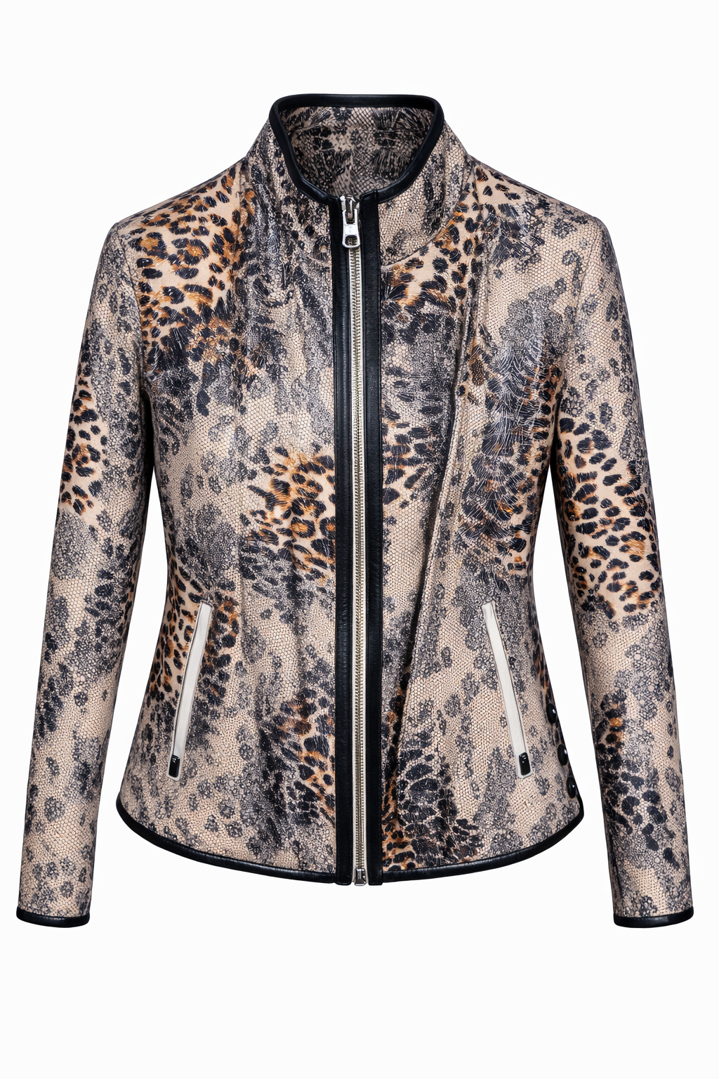 Reversible White and Colorful Leather Jacket for Women