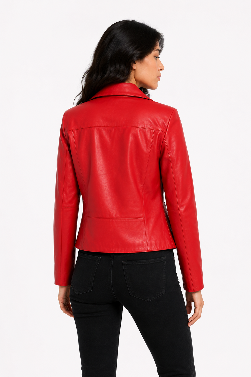 Lamb Leather Red Jacket for Women