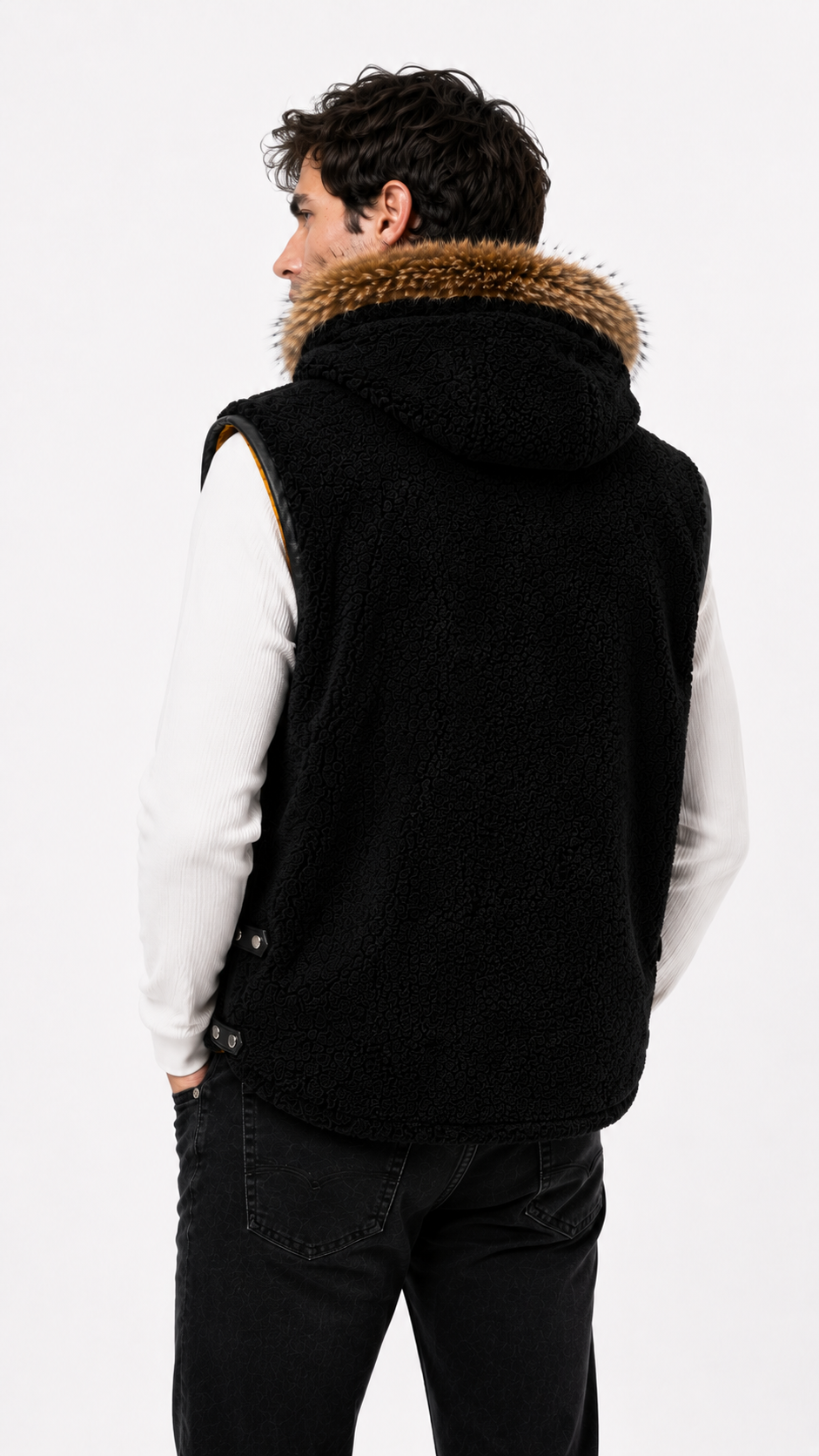 Lamb Fur and Leather Suede Waistcoat for Men