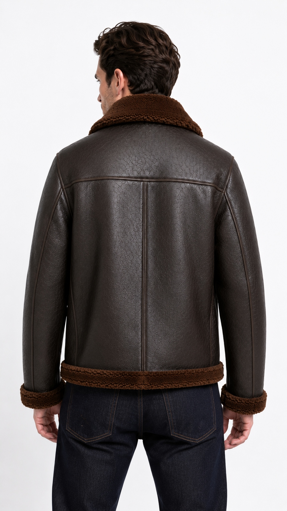 Lamb Fur Brown Leather Jacket for Men