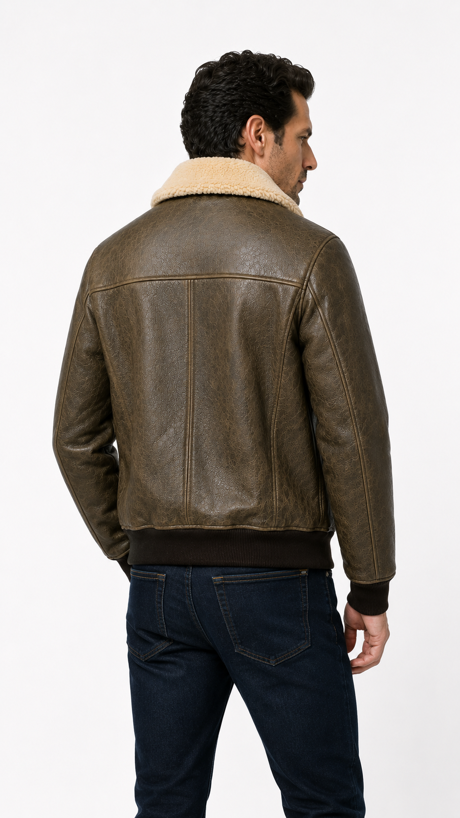 Lamb Leather Khaki Leather Jacket for Men