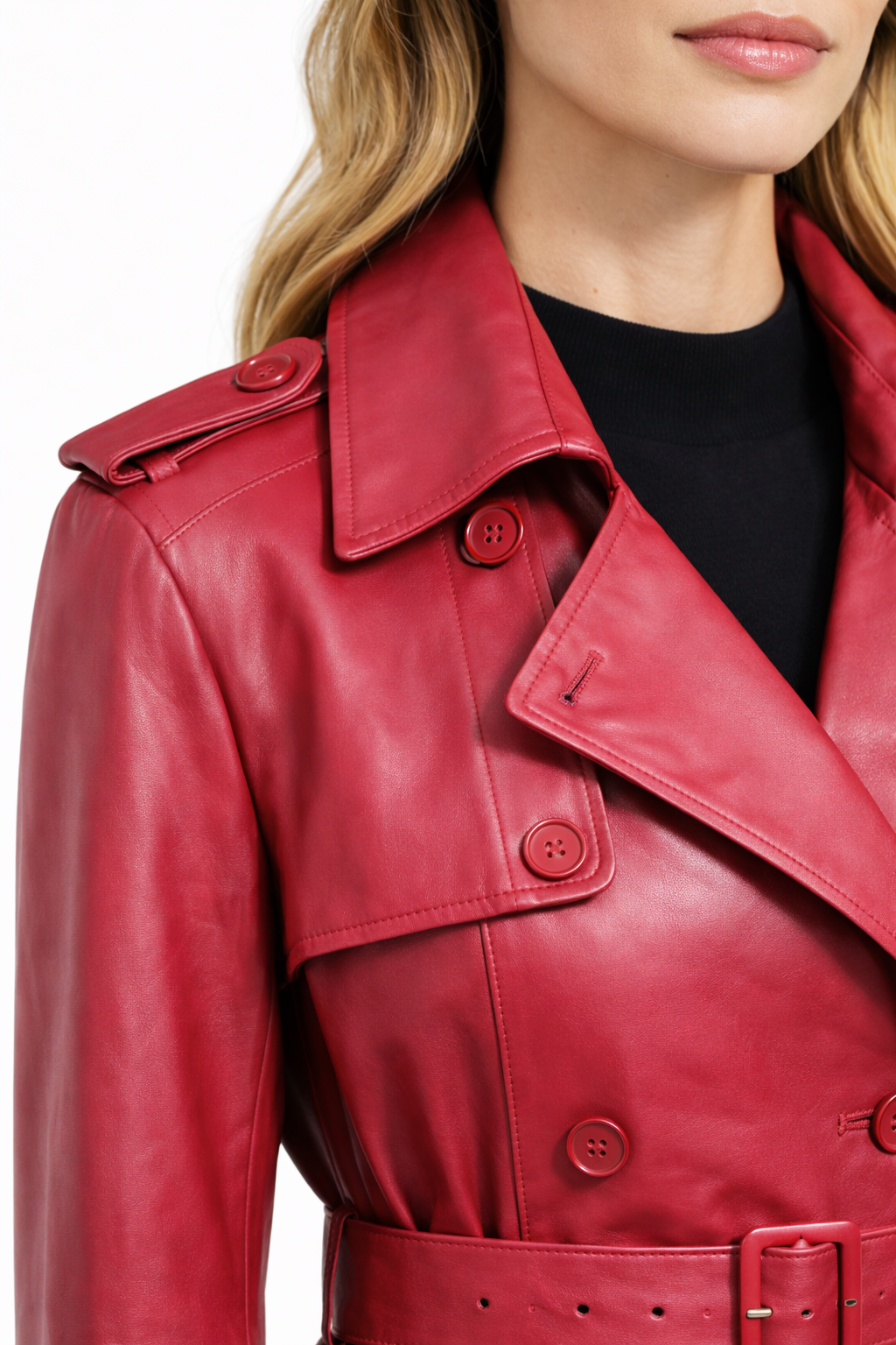 Red Long Lamb Leather for Women-VIENNA