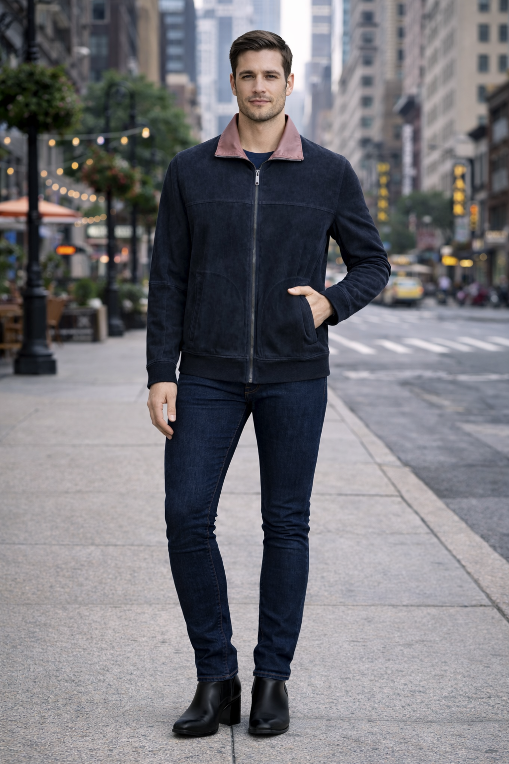 Reversble Lamb Suede and Leather Jacket for Men