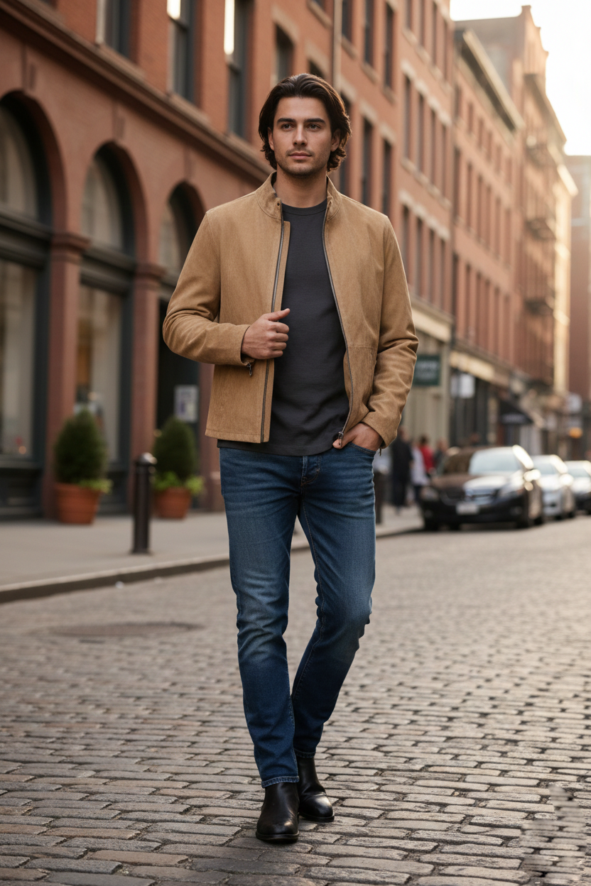 Reversble Suede and Leather Jacket for Men