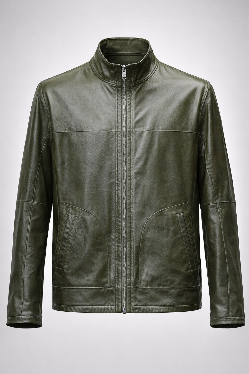 Reversble Lamb Leather Khaki Suede and Leather Jacket for Men