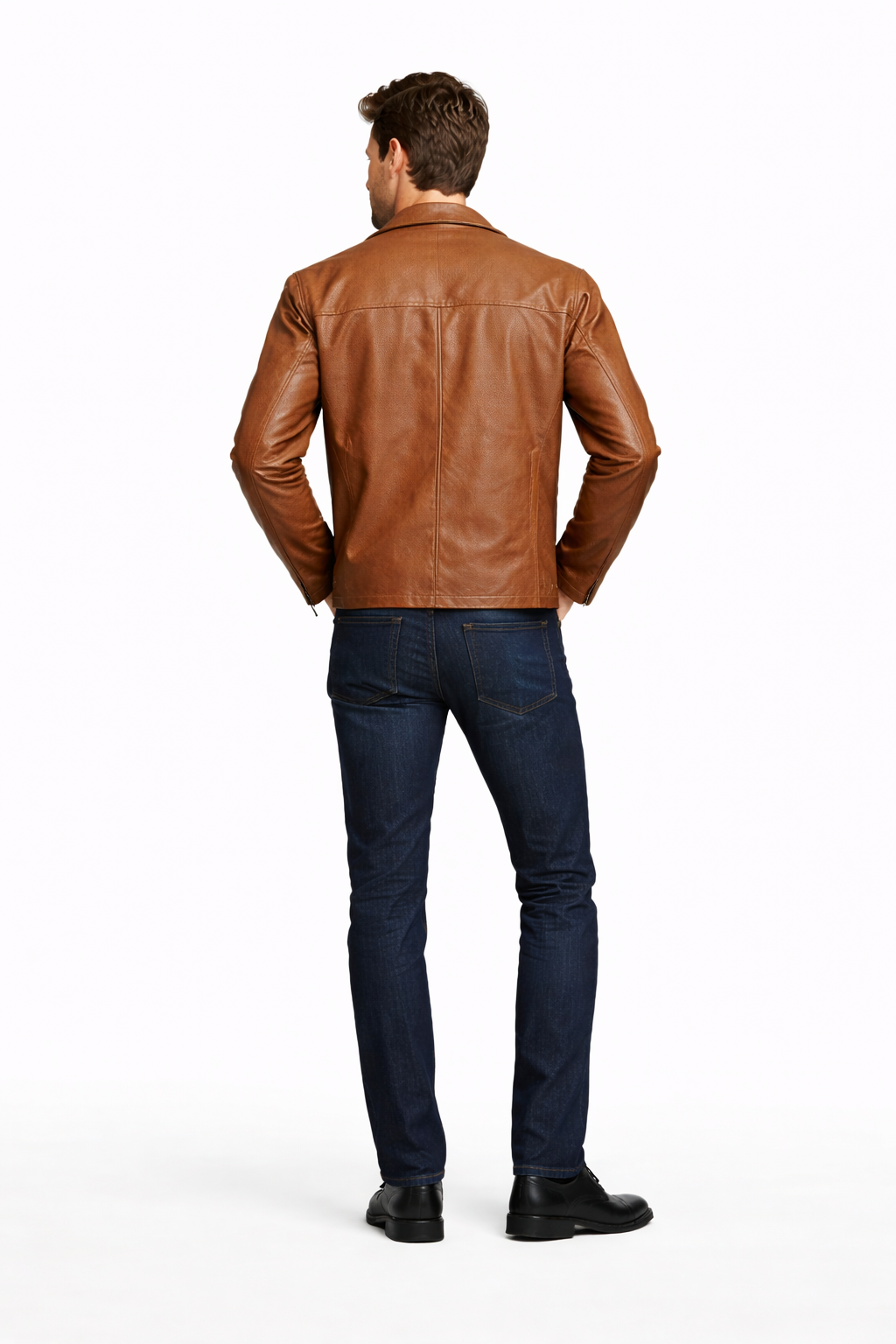Reversble Lamb Leather and Windproof Fabric Brown Jacket for Men