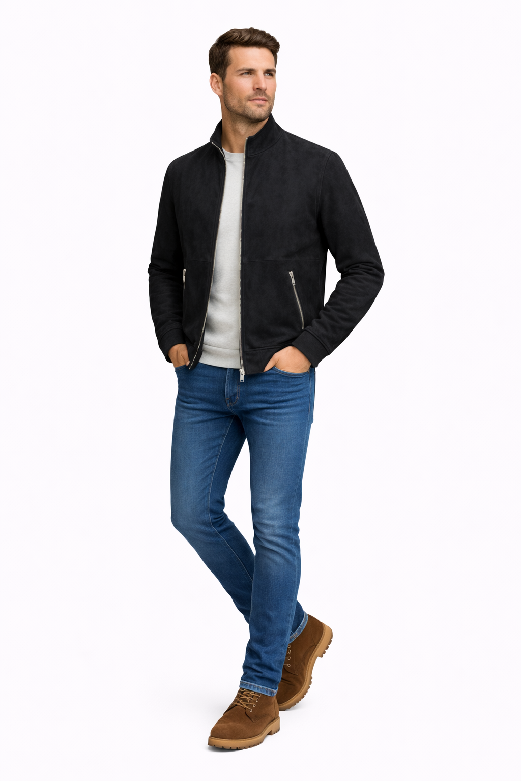 Reversible Lamb Leather and Suede Black Jacket for Men