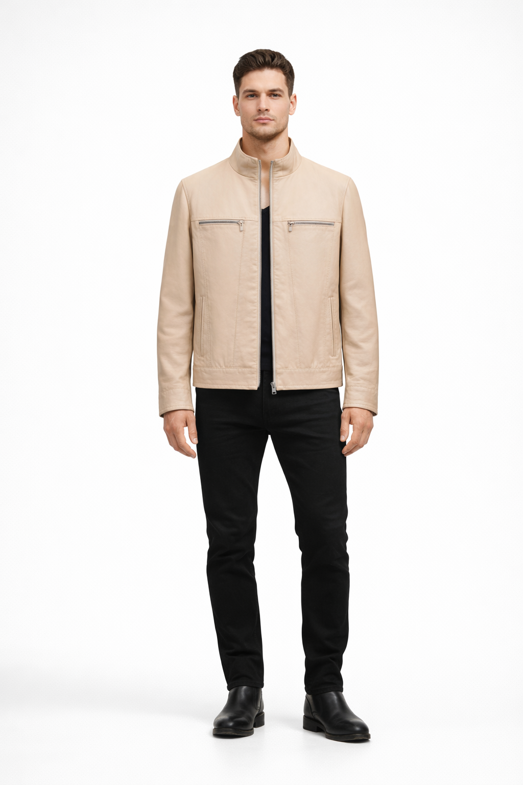 Lamb Leather Beige Leather jacket for Men