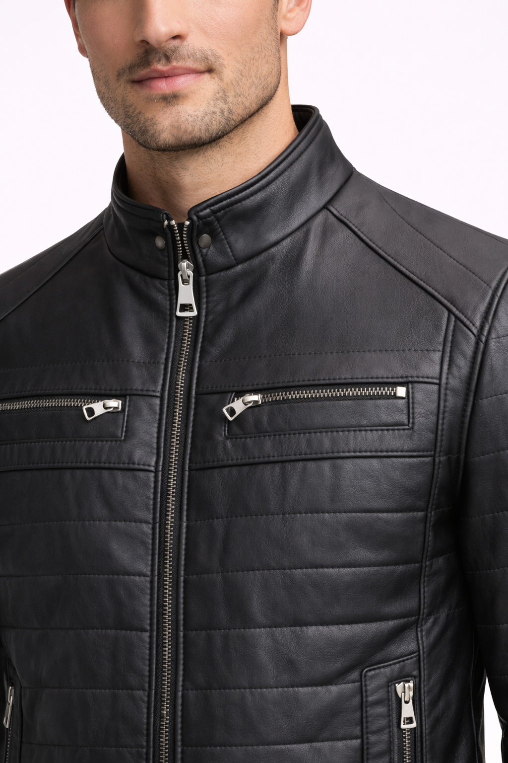 Lamb Leather Black Leather Jacket for Men