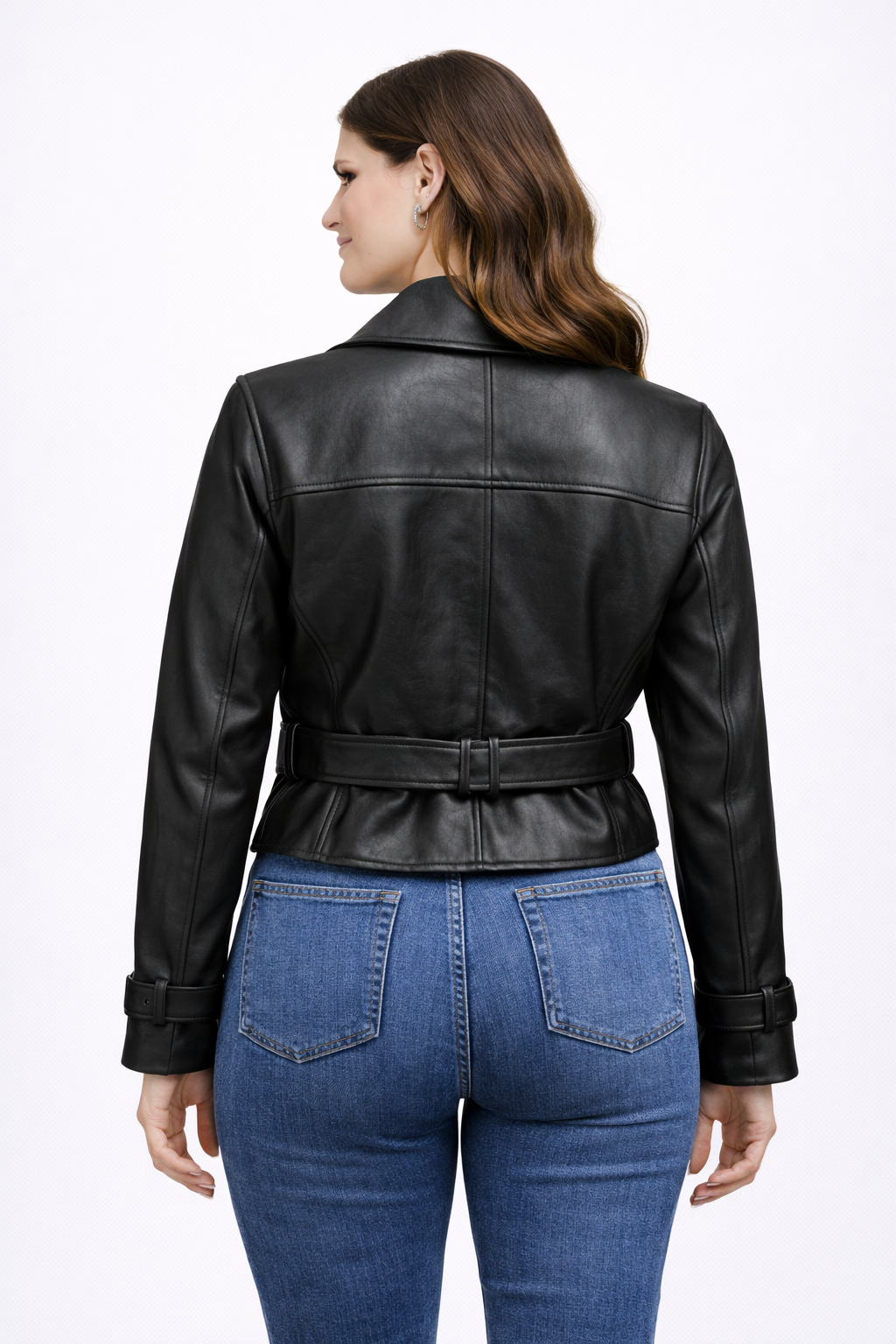 Black Zig Lamb Leather Motorcycle Women Jacket