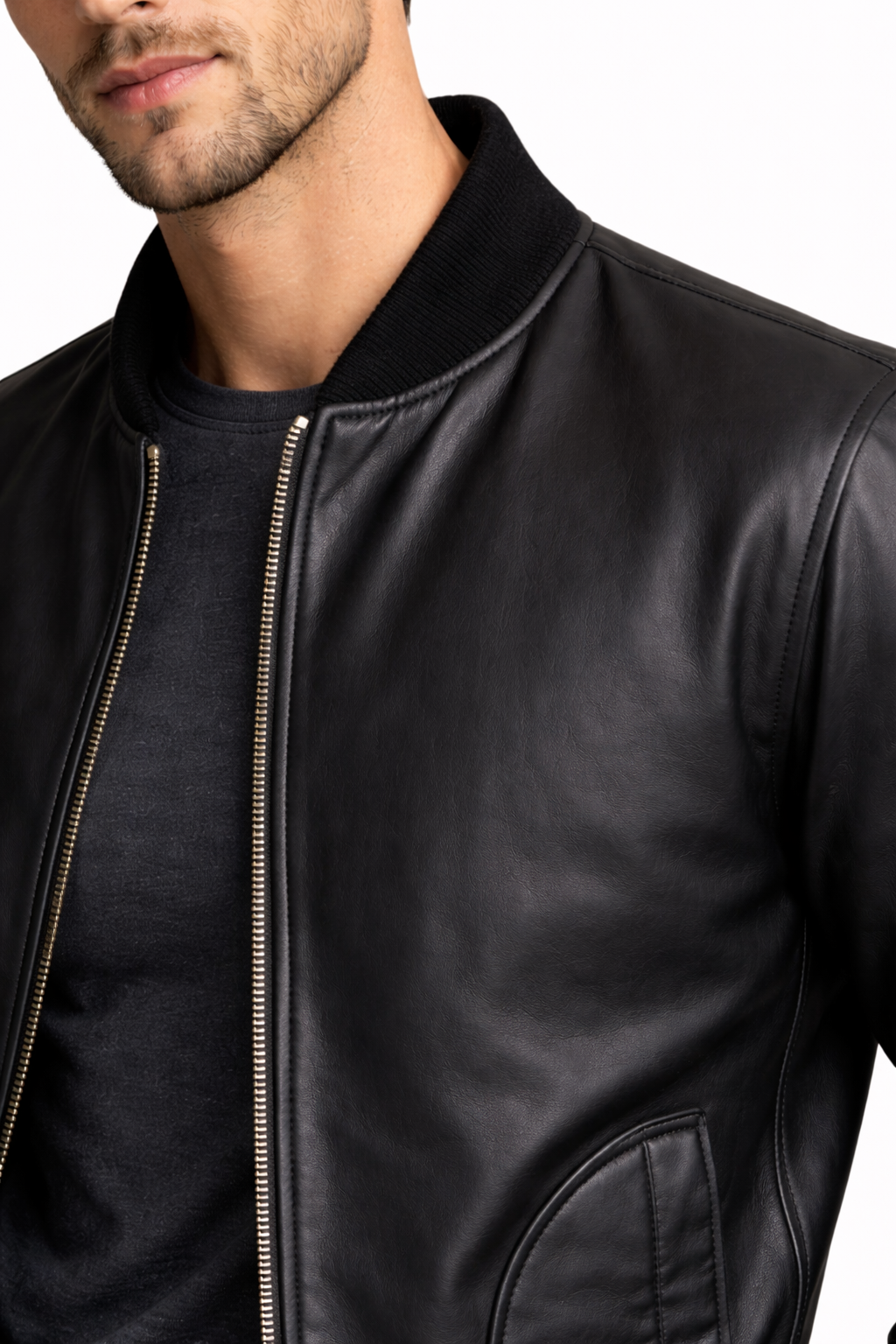 Lamb Leather Black Leather Jacket for Men