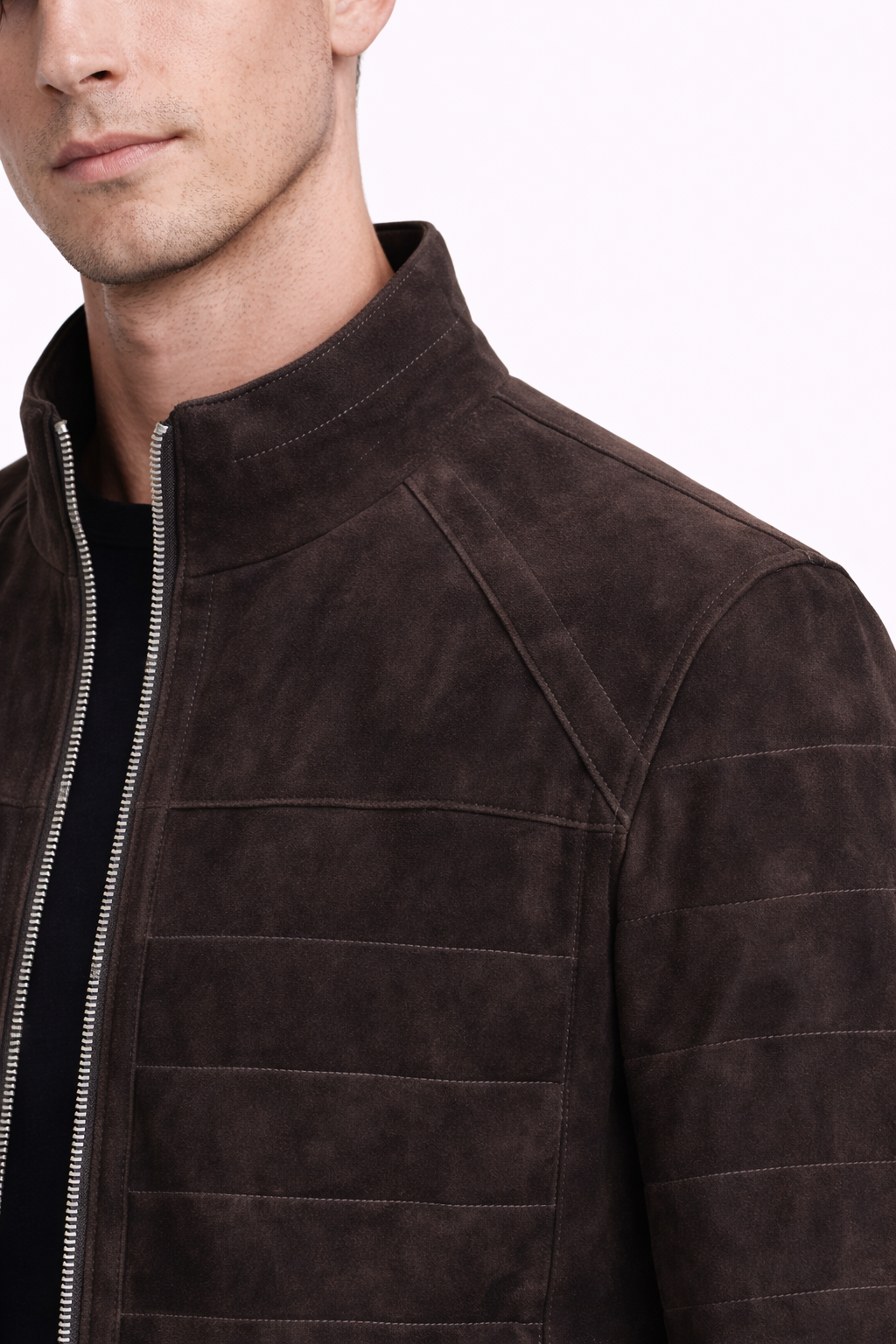 Lamb Leather Dark Brown Suede Jacket for Men