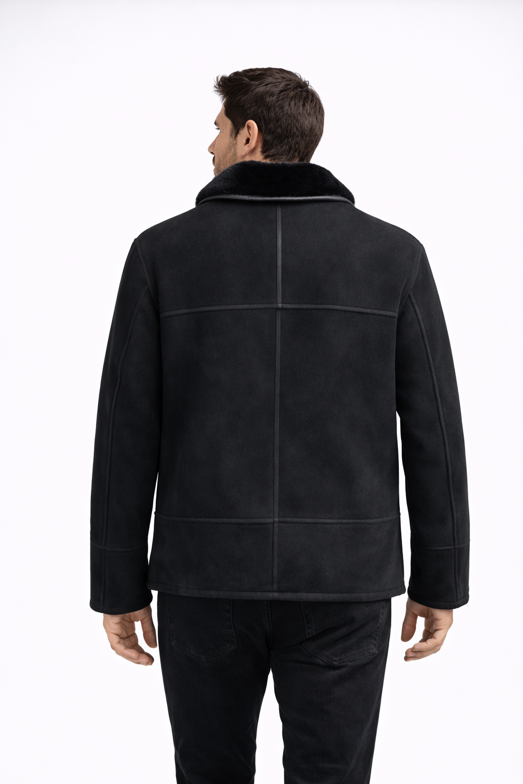 Black Fur Leather Jacket for Men