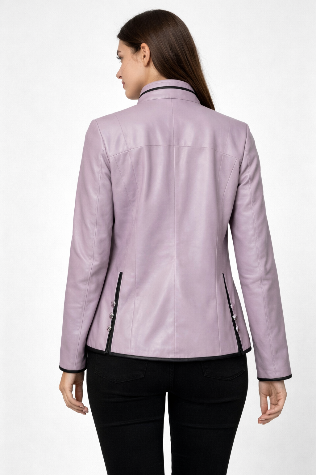 Reversible Lamb Leather Light Purple Lilac Jacket for Women