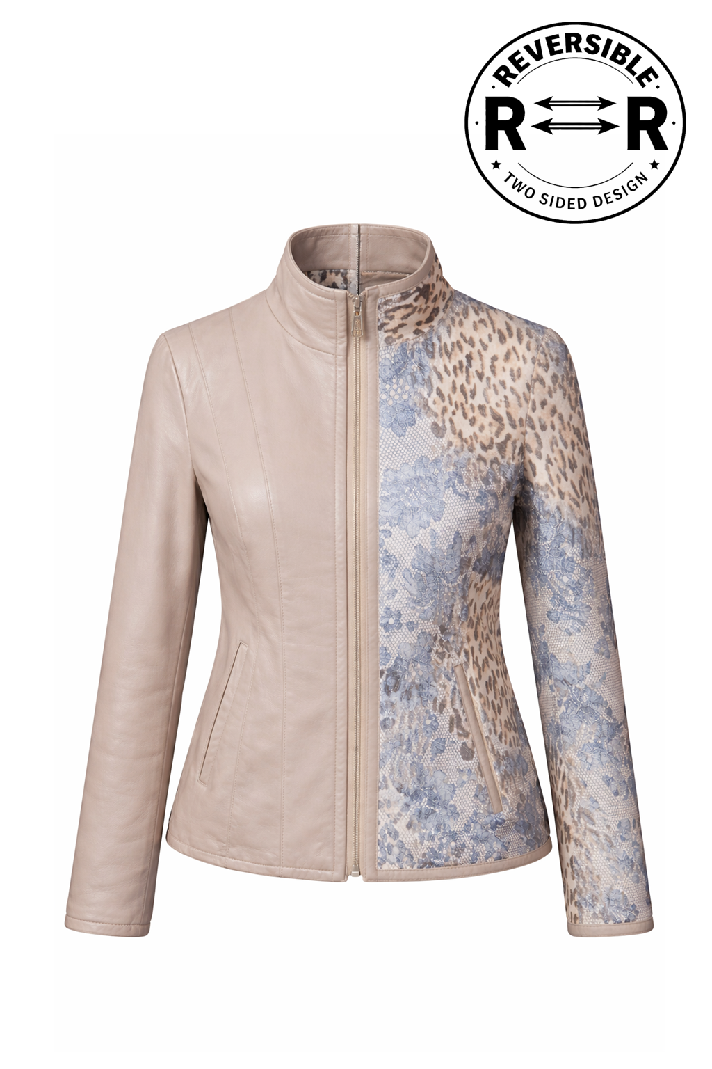 Reversible Lamb Leather Beige Jacket for Women