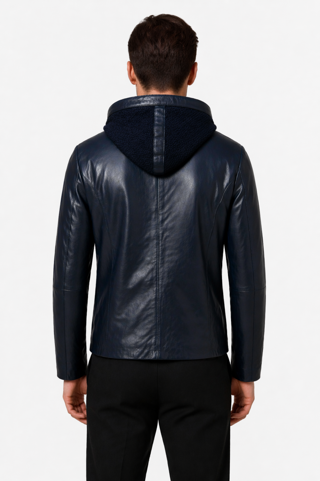 Lamb Leather Black Hooded Jacket for Men