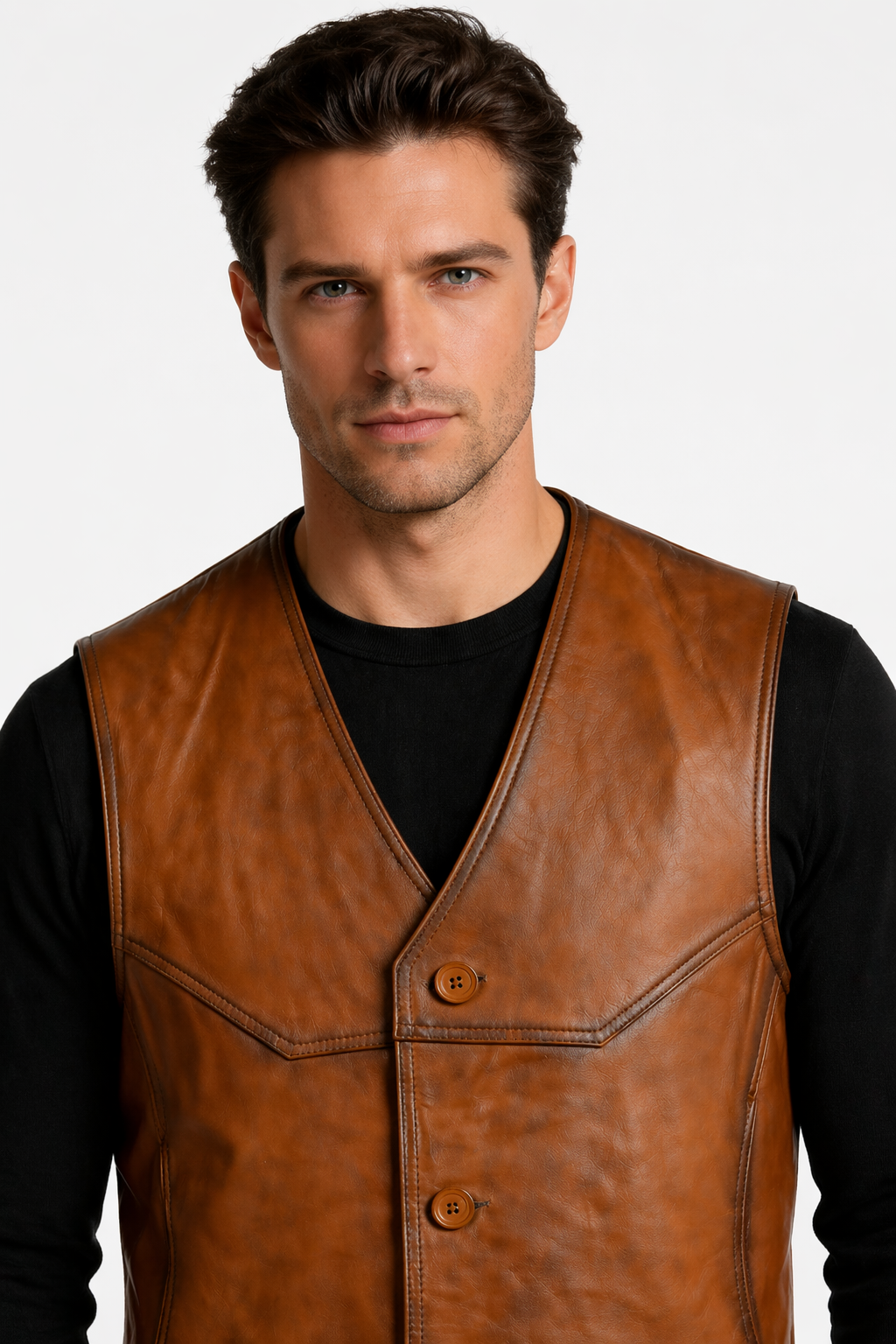 Lamb Leather Brown Waistcoat for Men