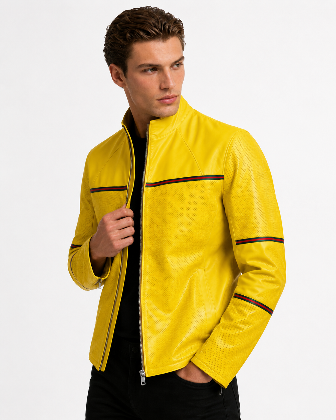 Reversible Yellow Leather Jacker for Men