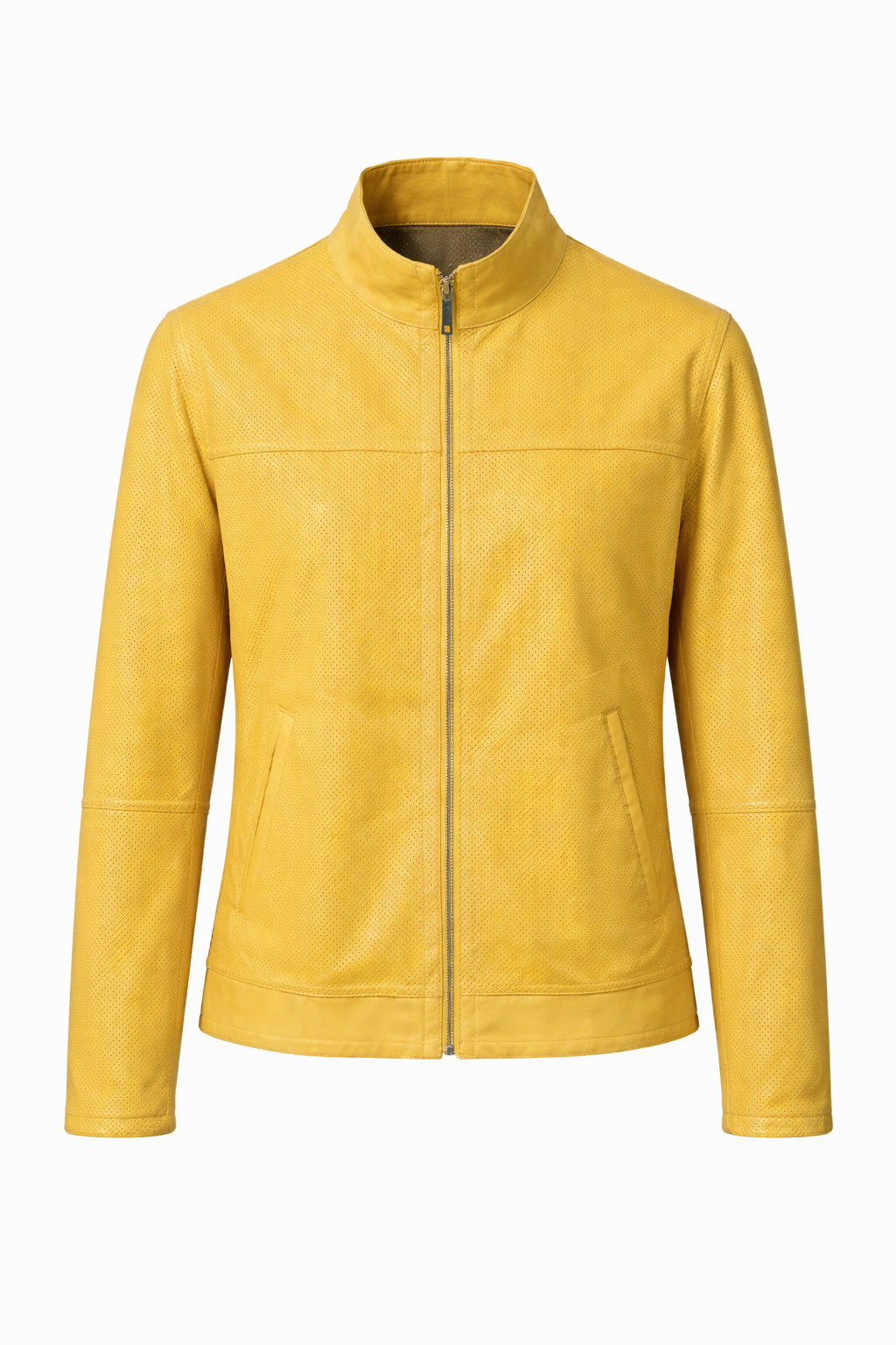 Reversible Yellow and Brown Leather Jacket for Men