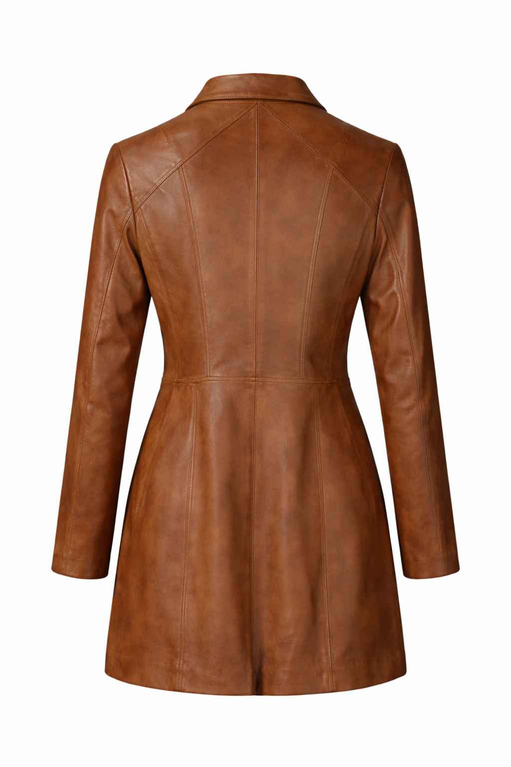 Brown Leather Long Jacket for Women