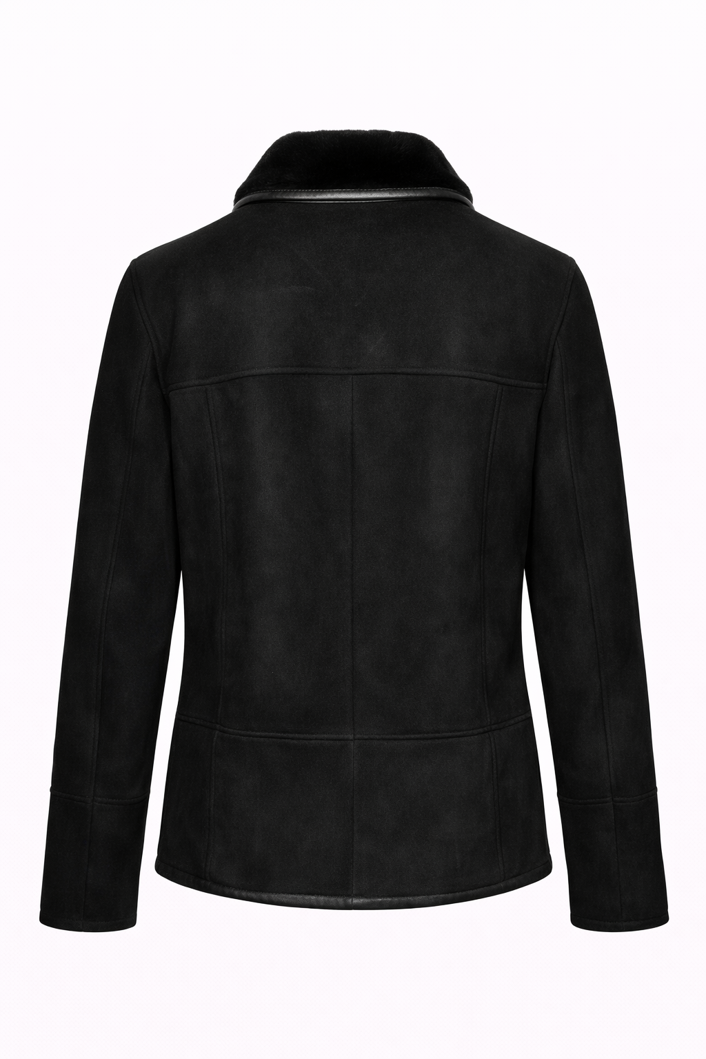 Black Fur Suede Leather Jacket for Men