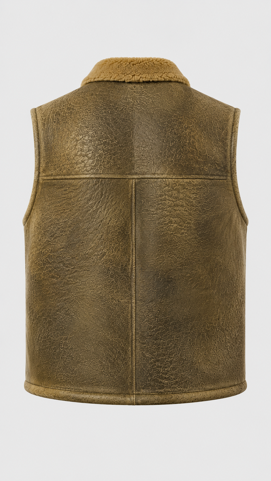 Khaki Brown Leather with Fur Waistcoat for Men