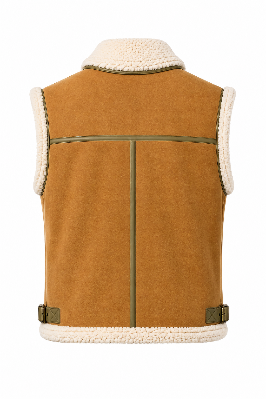 Light Brown White Lamb Fur and Leather Suede Waistcoat for Men