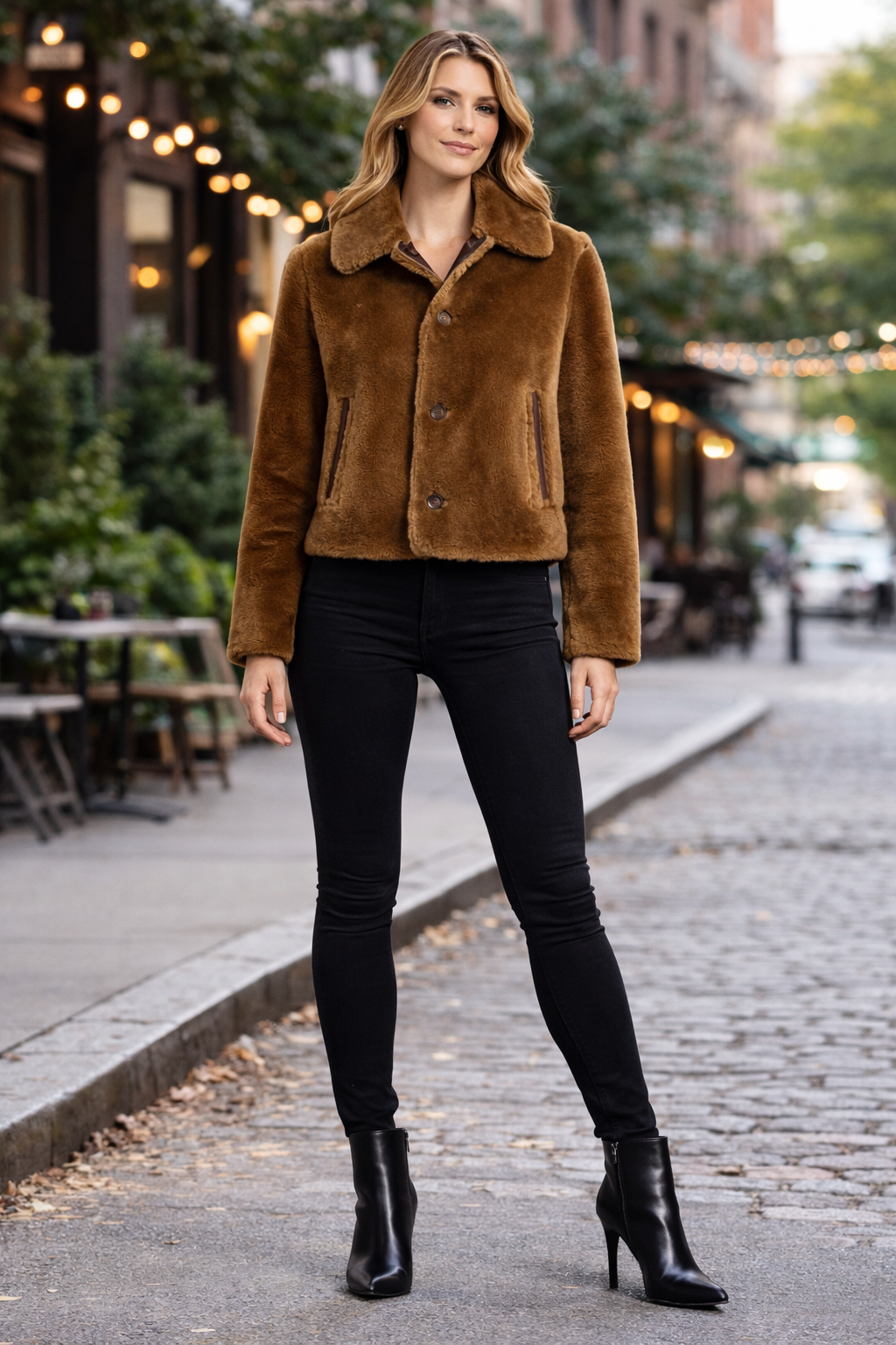 FUR JACKET BROWN FOR WOMENS