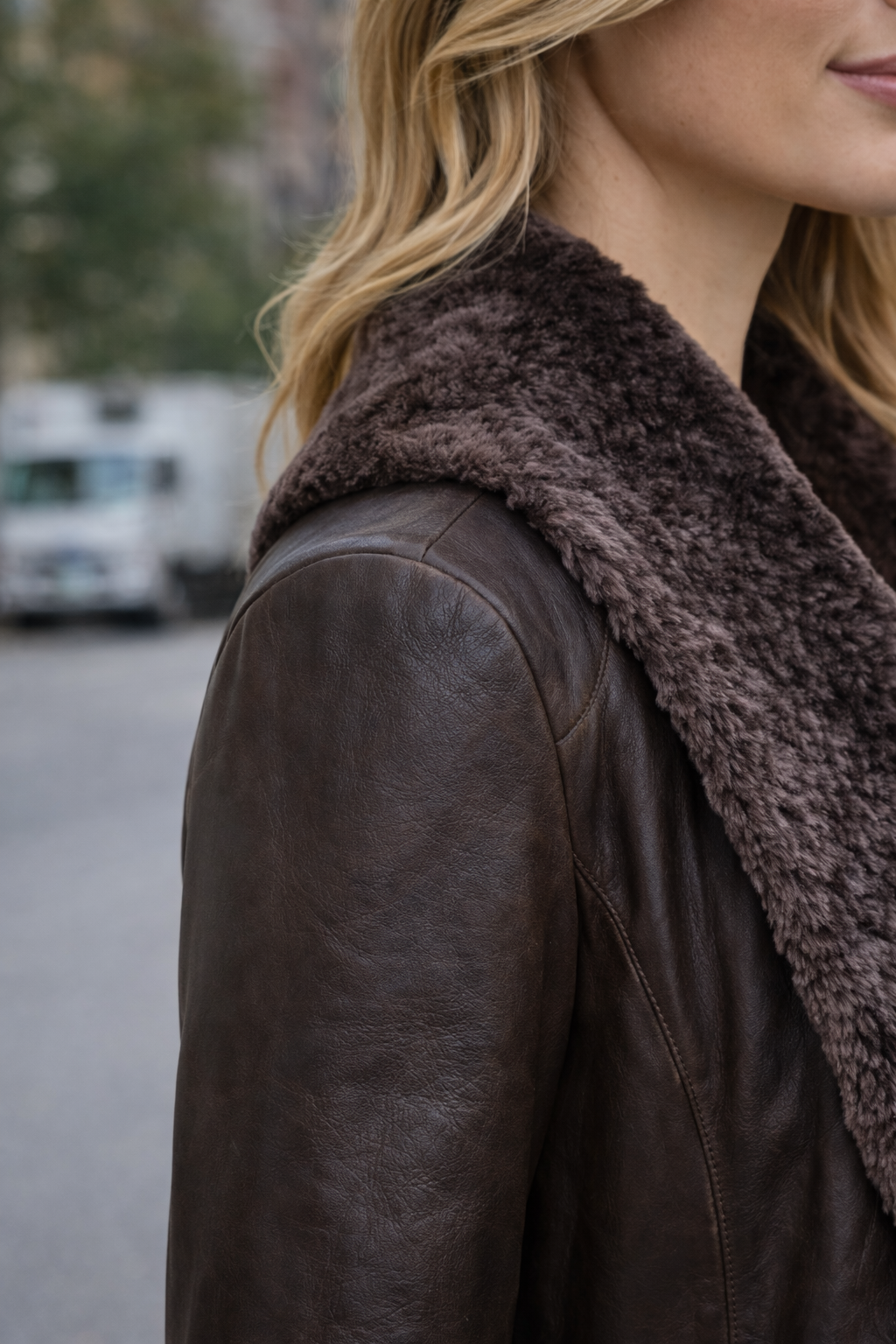 LOOSE-FIT WOMEN'S LEATHER AND FUR JACKET