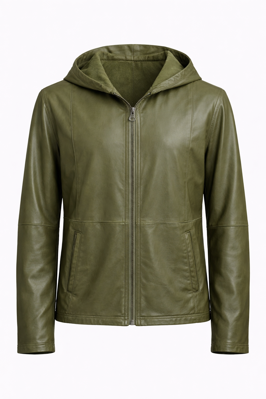 Reverseble Leather and Suede Hooded Jacket for Men