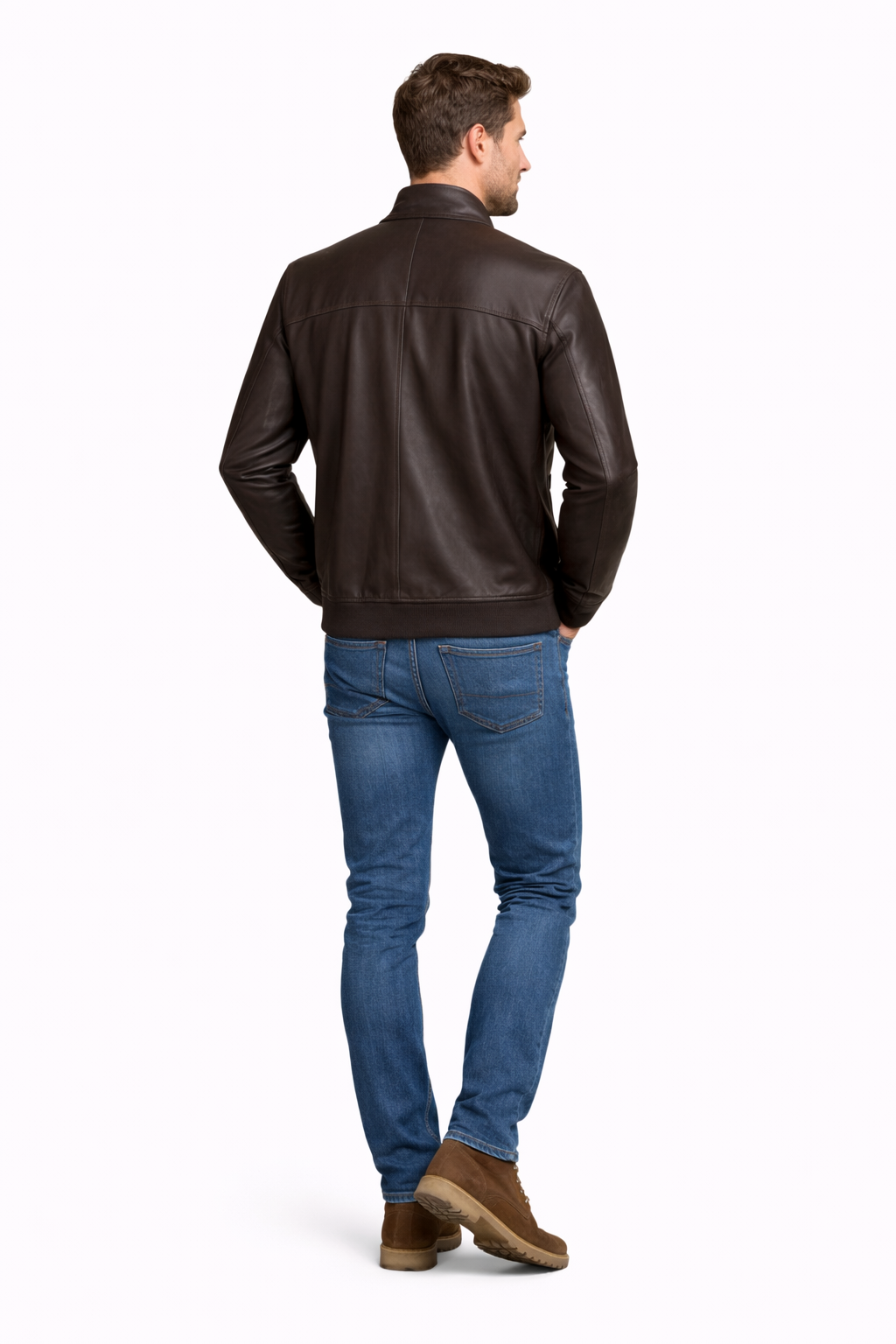 Reversible Lamb Leather Suede Drak Brown Jacket for Men