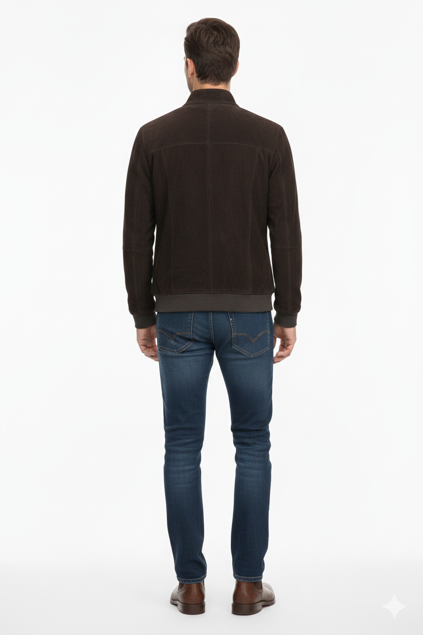 Reversible Lamb Leather and Suede Dark Brown Leather Jacket for Men