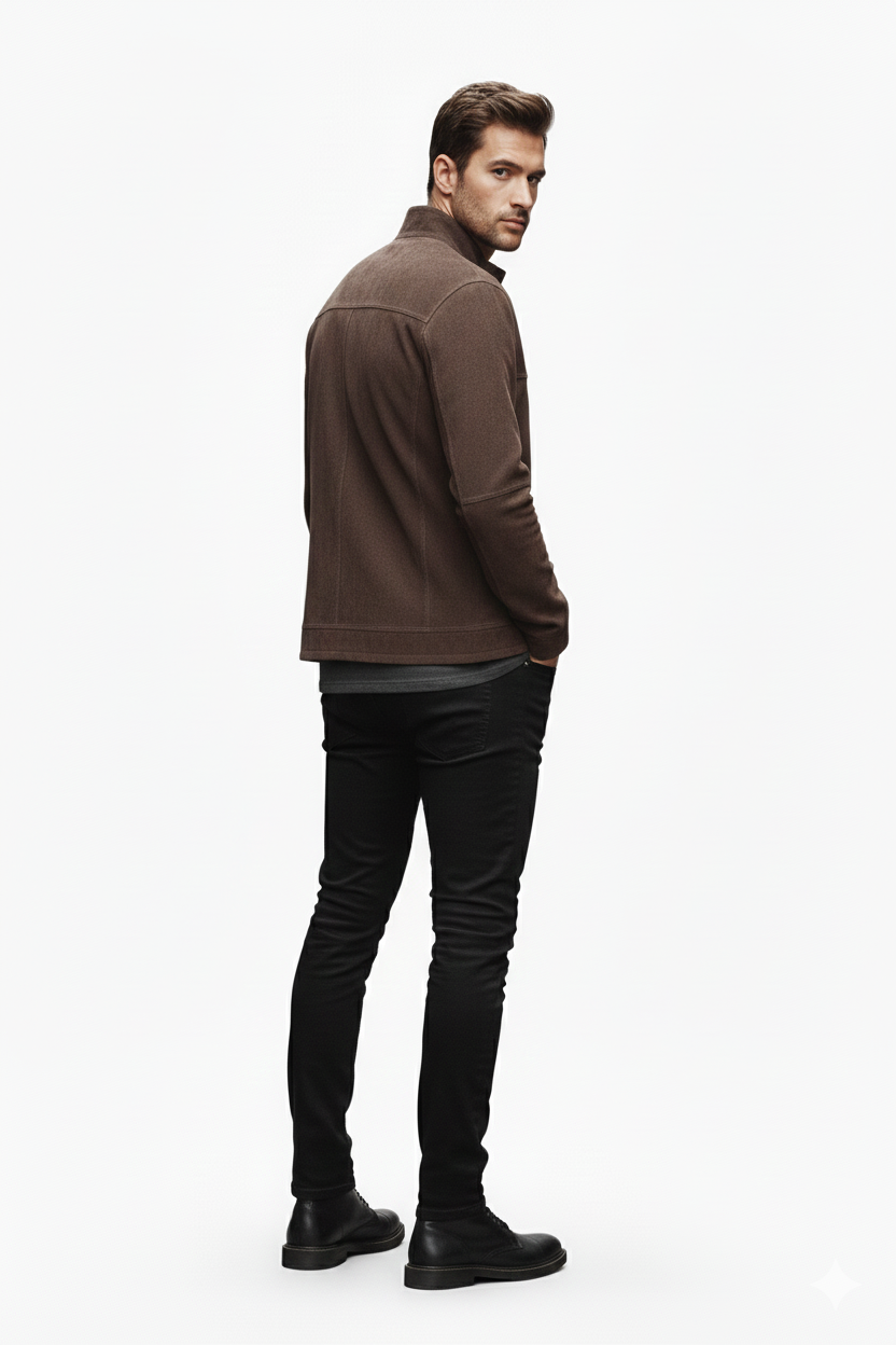 Reversible Lamb Leather and Suede Dark Brown Jacket for Men