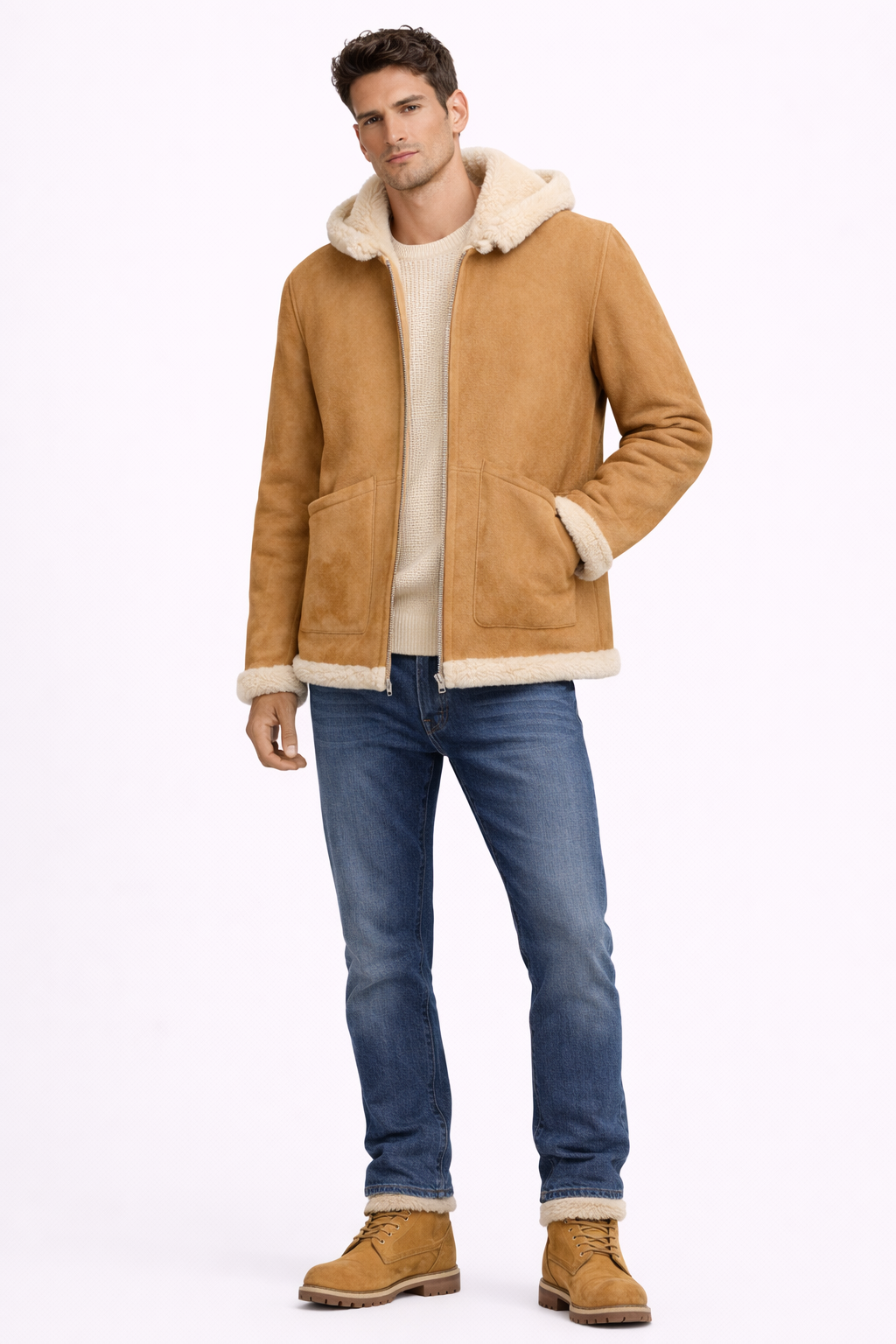 Lamb Leather and Fur Jacket for Men
