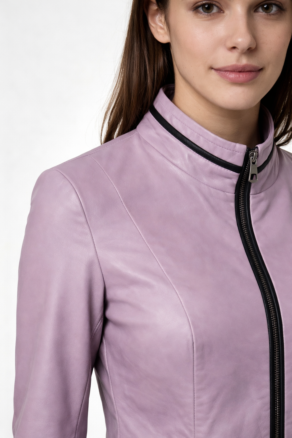 Reversible Lamb Leather Light Purple Lilac Jacket for Women