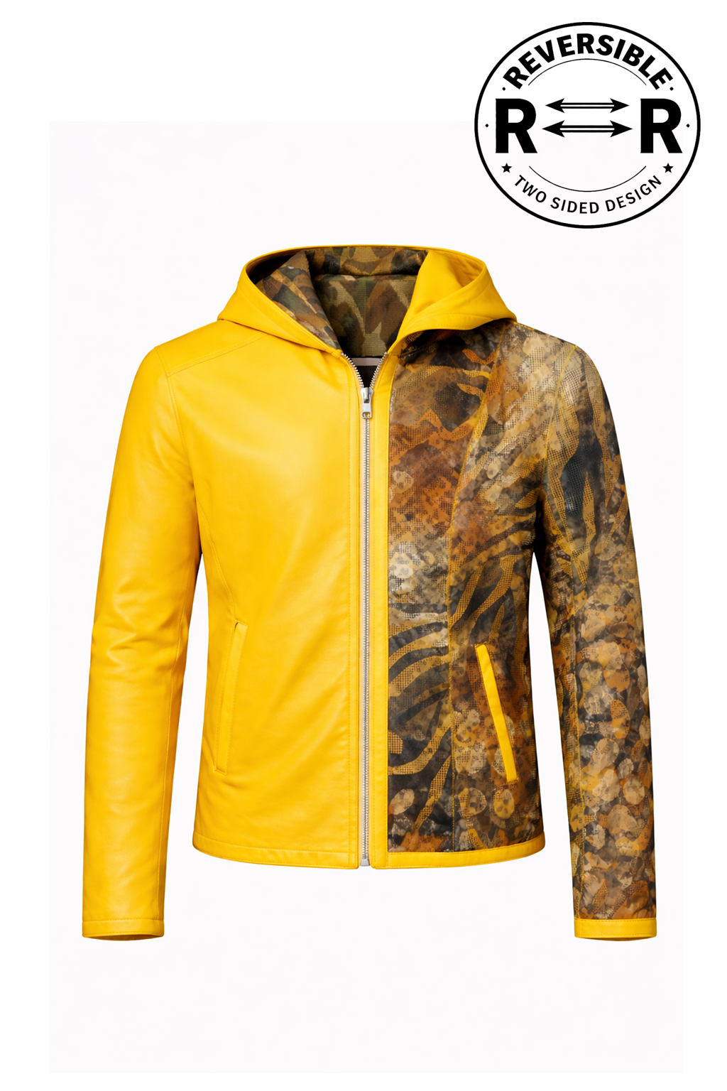 Reversible Lamb Leather Yellow Jacket for Men