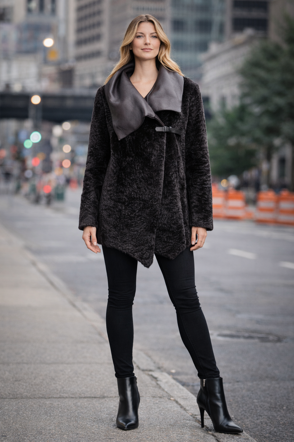 WOMEN'S MESSY CUT BROWN LEATHER AND SUEDE LEATHER JACKET