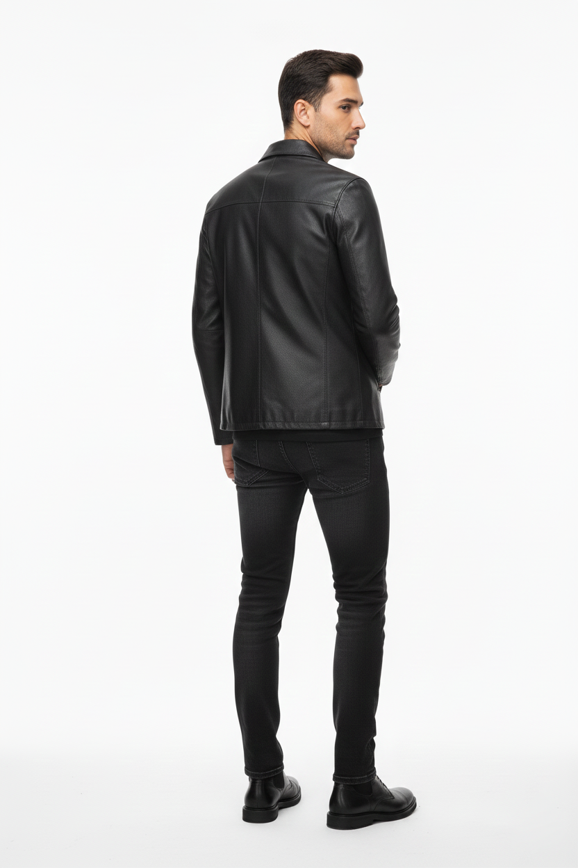 BLACK LEATHER MEN'S JACKET