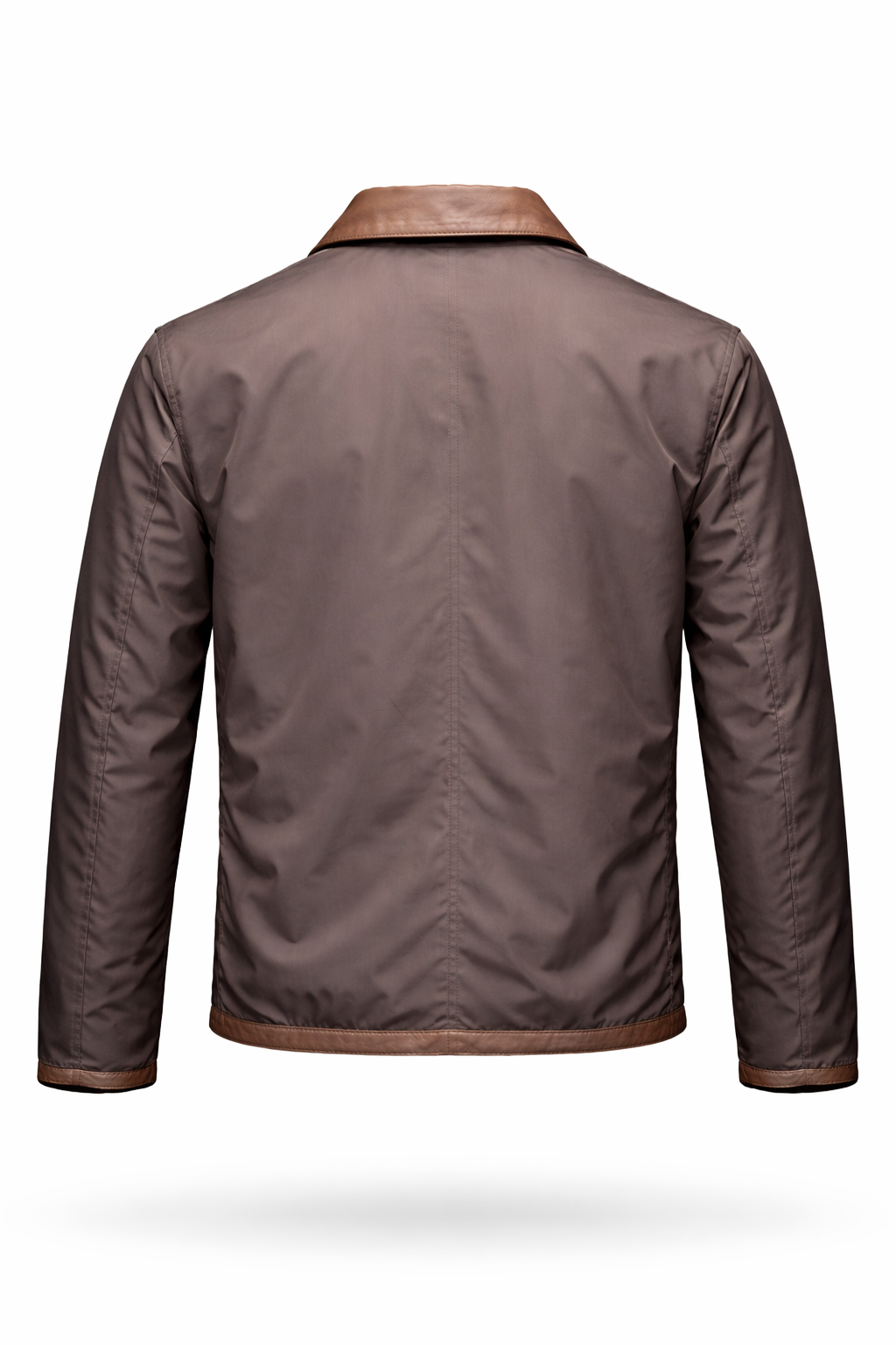 Reversble Lamb Leather and Windproof Fabric Brown Jacket for Men
