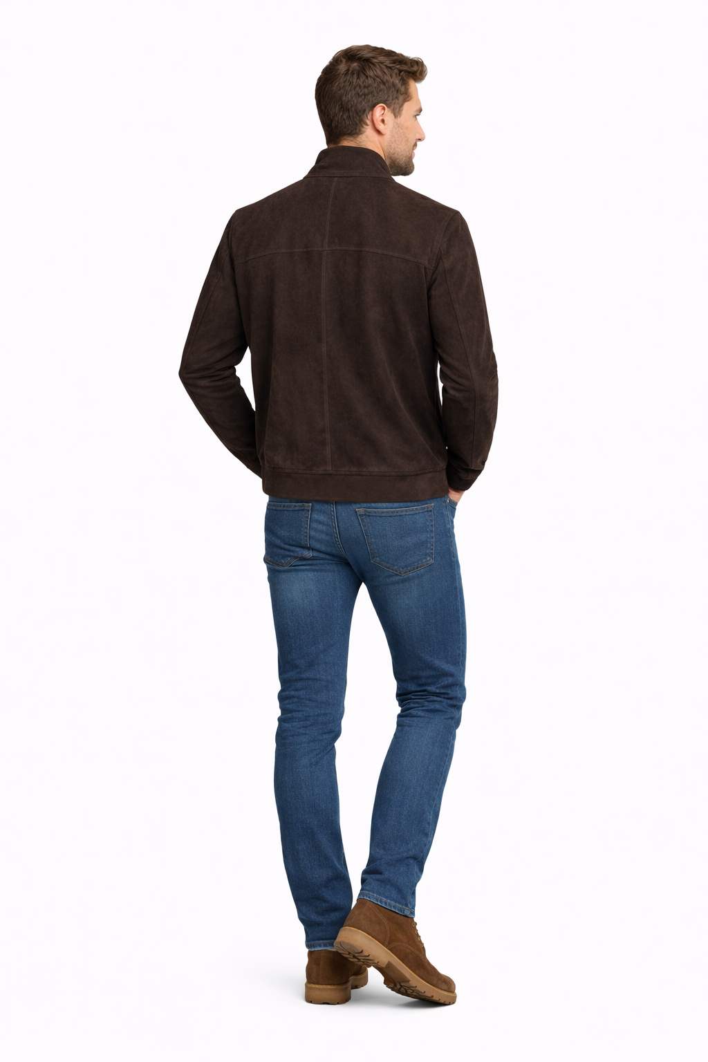 Reversible Lamb Leather Suede Drak Brown Jacket for Men