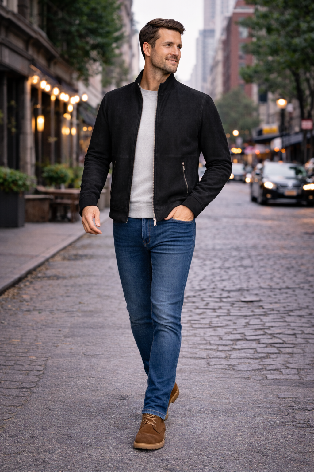 Reversible Lamb Leather and Suede Black Jacket for Men