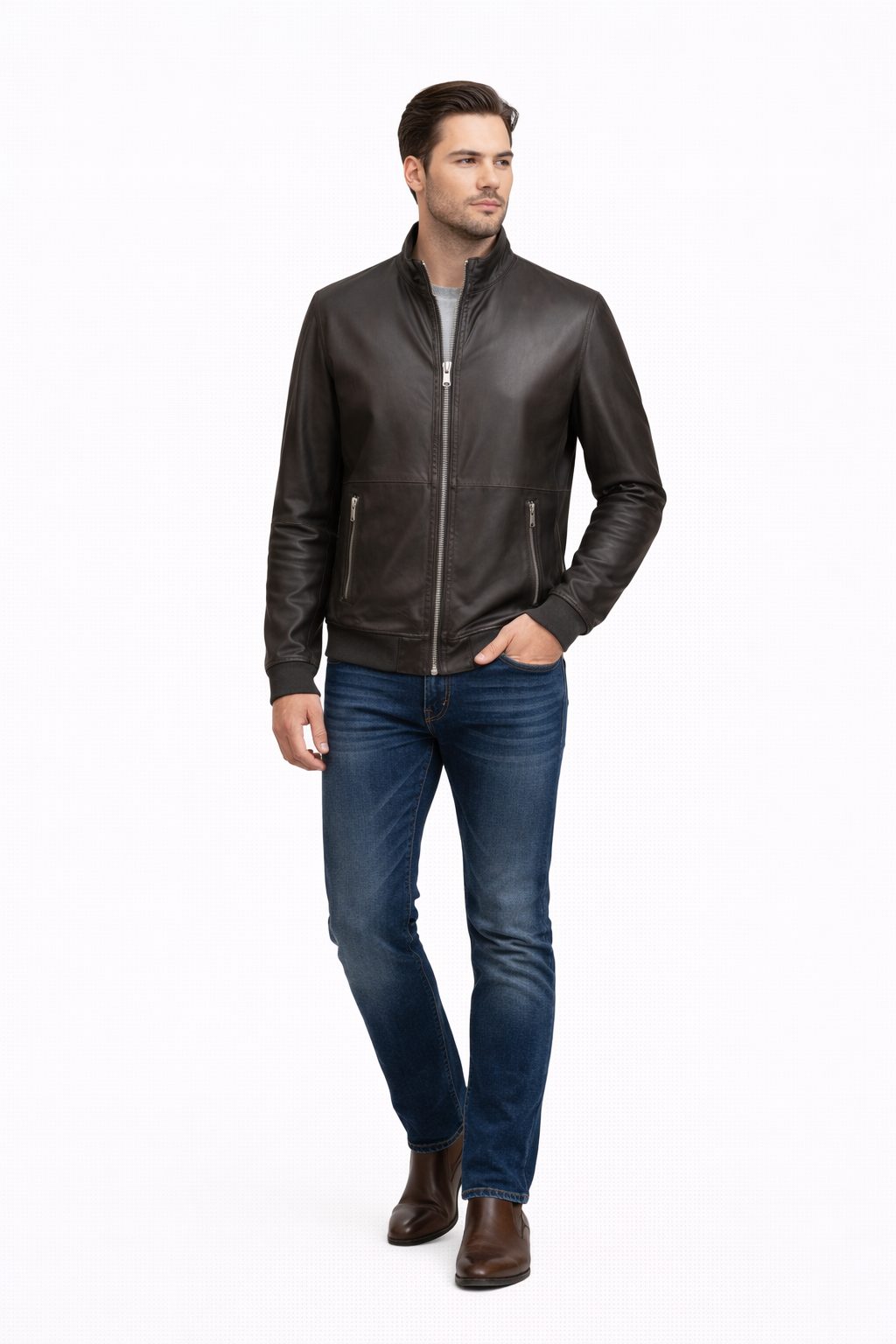 Reversible Lamb Leather and Suede Dark Brown Leather Jacket for Men