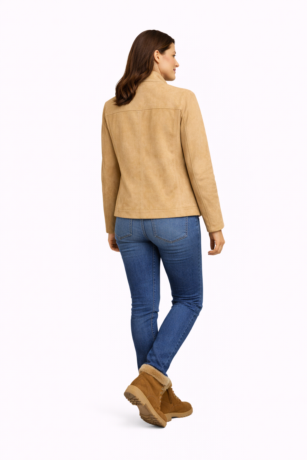 Reversible Lamb Leather and Suede Brown & Beige Jacket for Women
