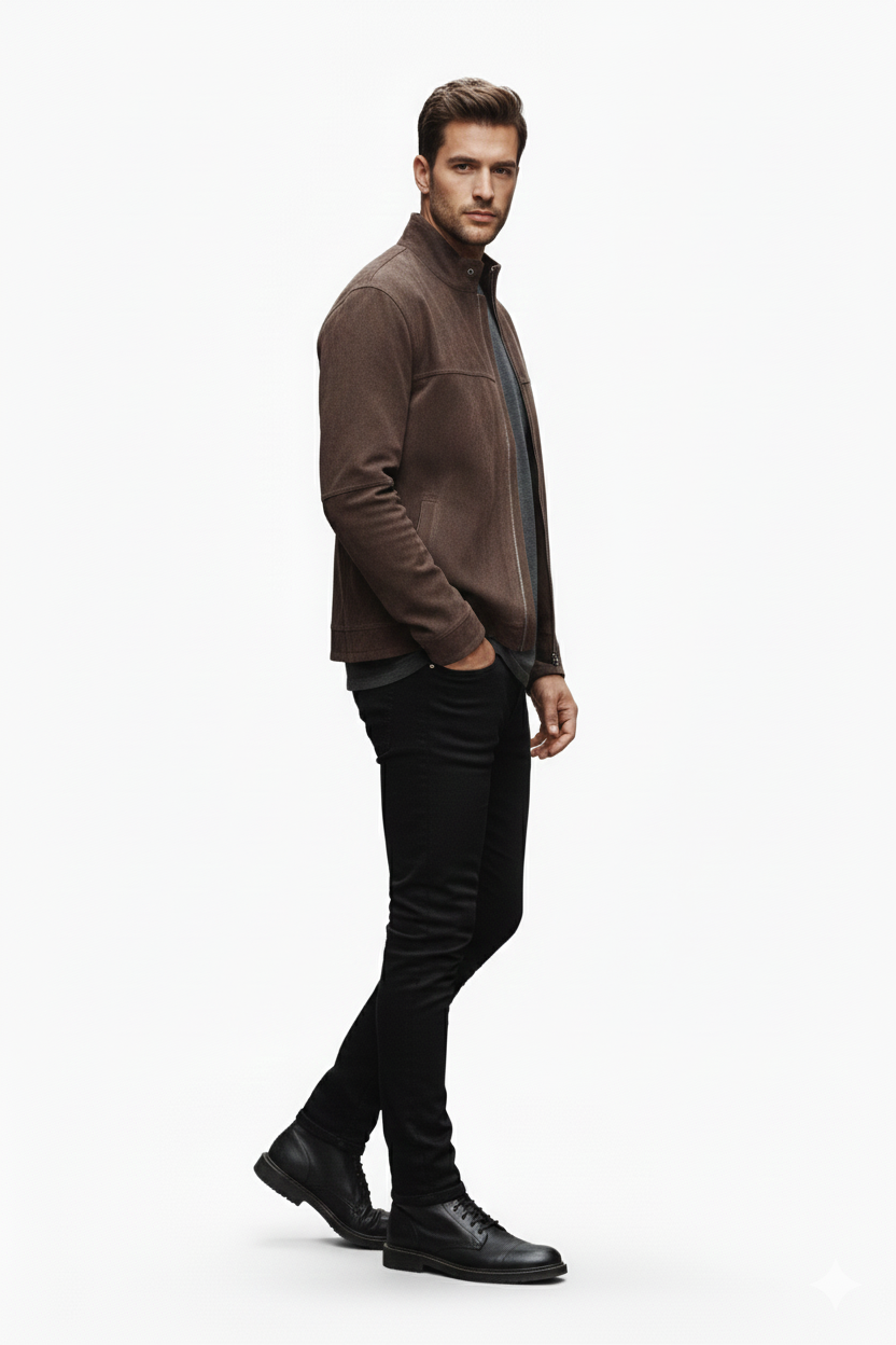 Reversible Lamb Leather and Suede Dark Brown Jacket for Men