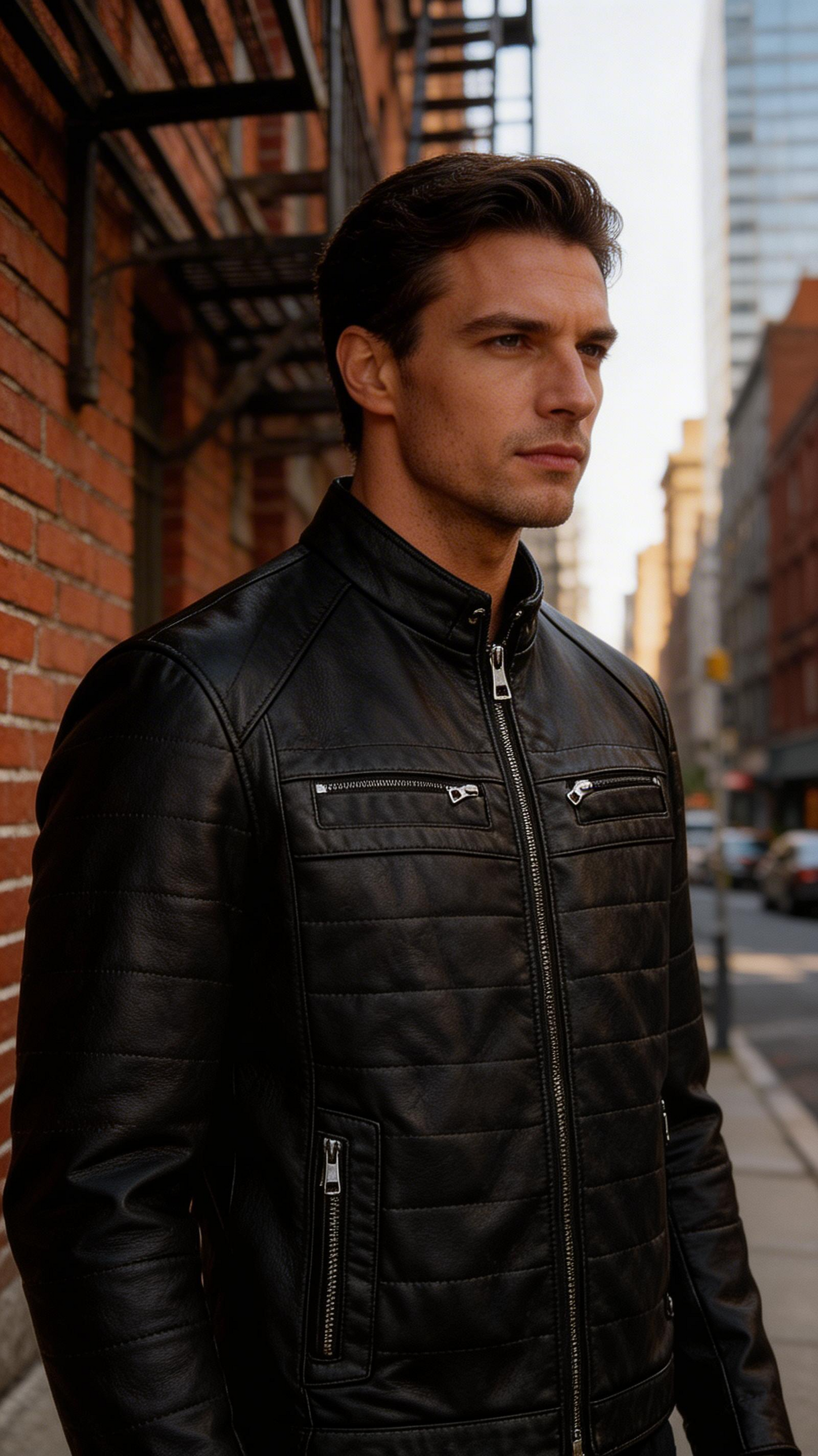 Lamb Leather Black Leather Jacket for Men