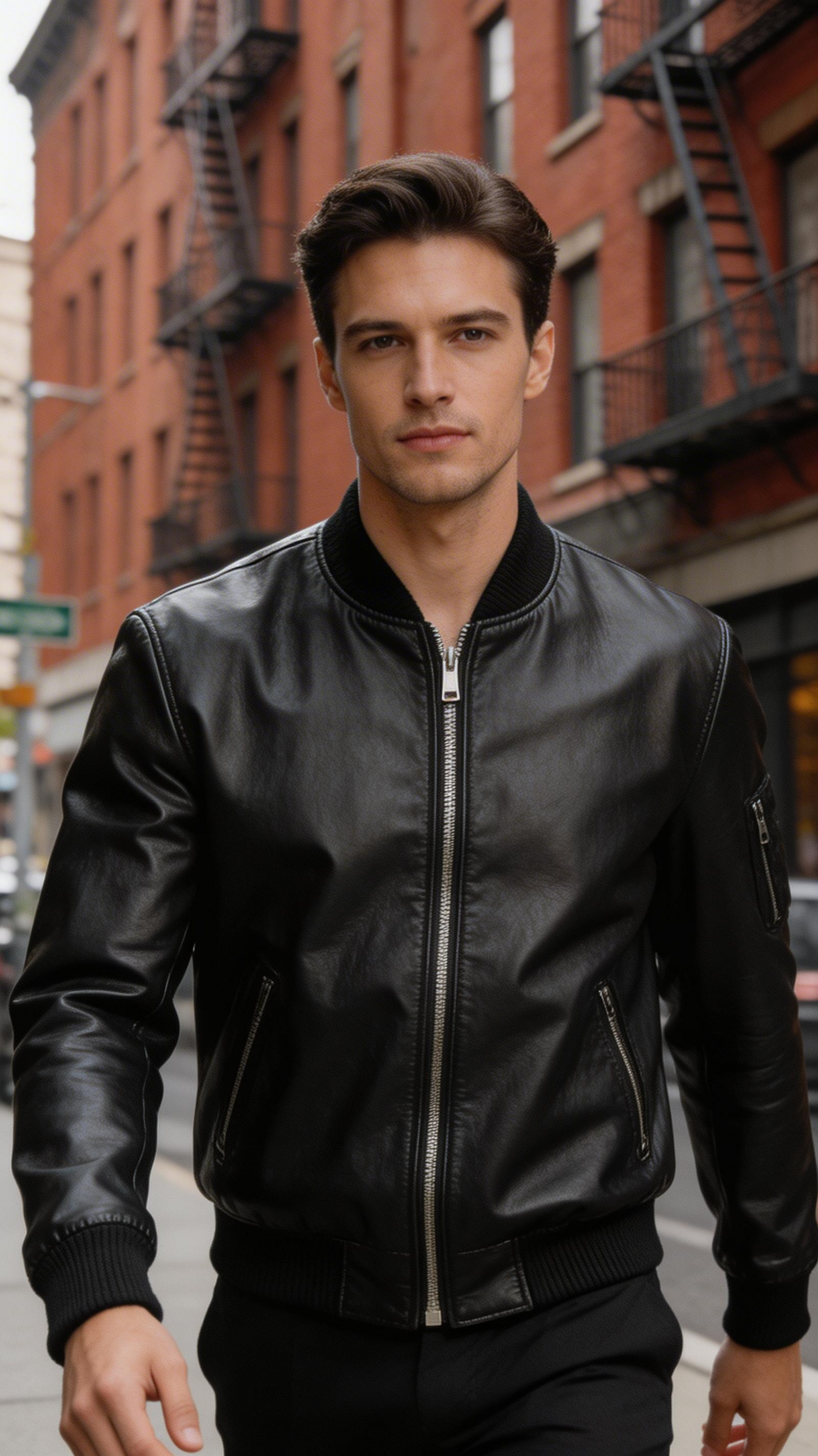 Lamb Leather Black Leather Jacket for Men