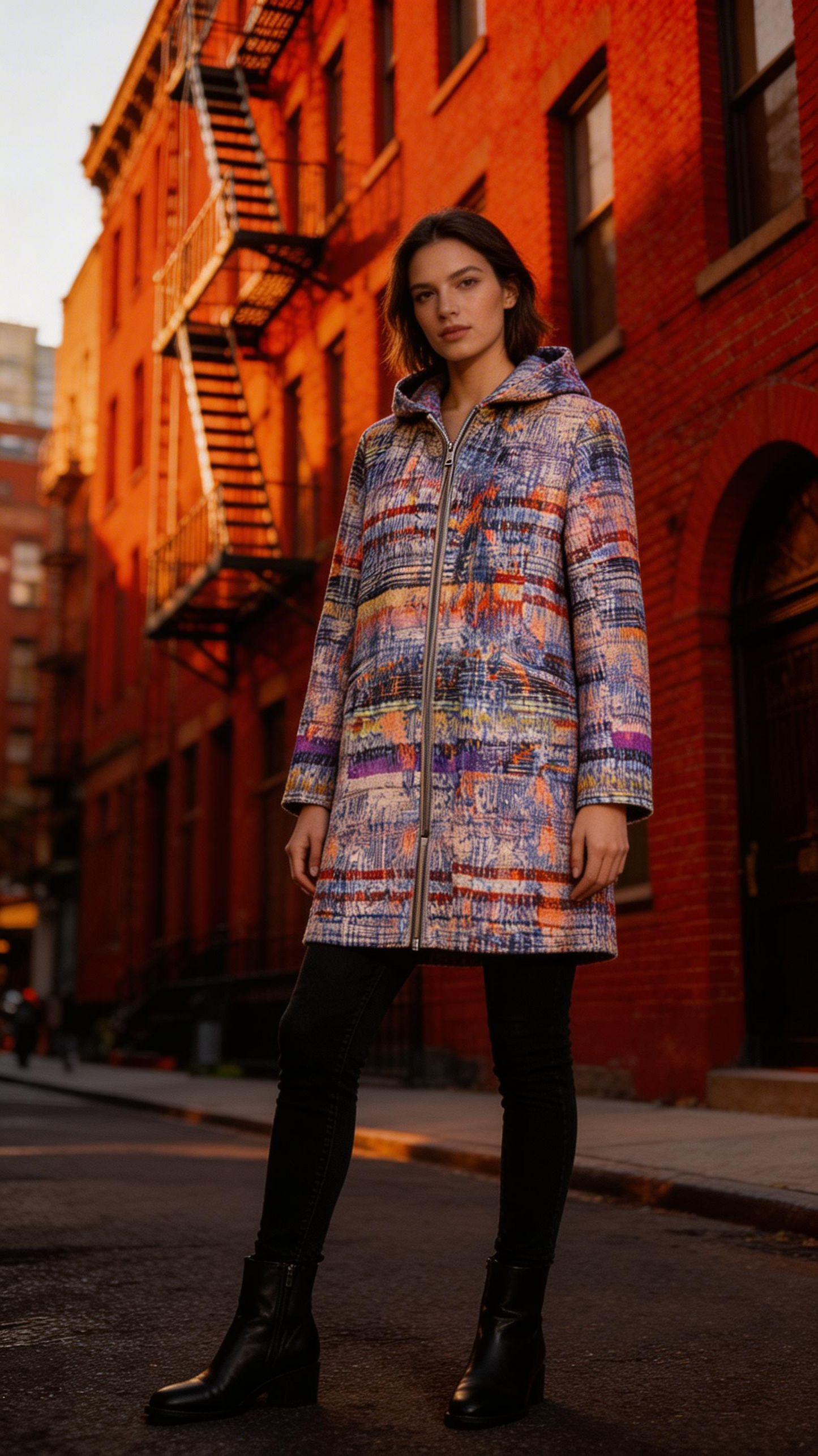 Lamb Leather Digital Printed Colorful Leather Jacket for Women