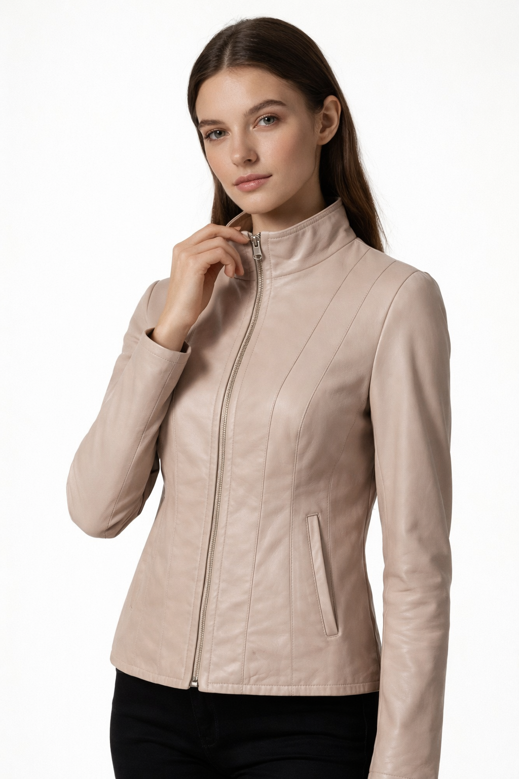 Reversible Lamb Leather Beige Jacket for Women
